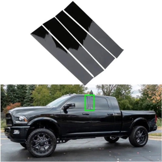 Gloss Black Pillar Post Trim Covers for Dodge Ram 1500/2500/3500 (2009–2018)
