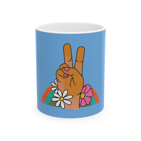 Cute Retro Peace Sign Hippie Ceramic Coffee Mug