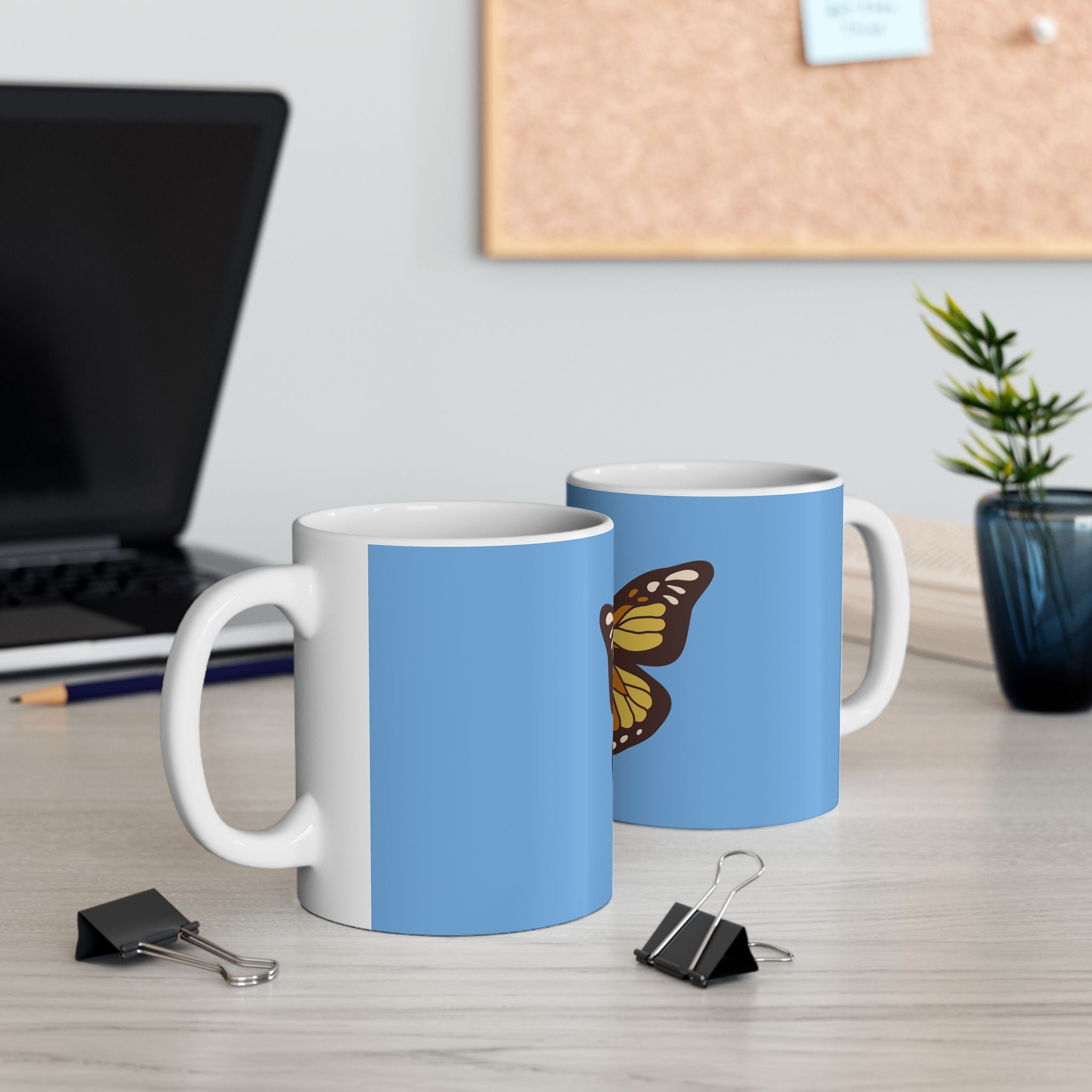 Cute Retro Vintage Boho Butterfly Ceramic Coffee Mug