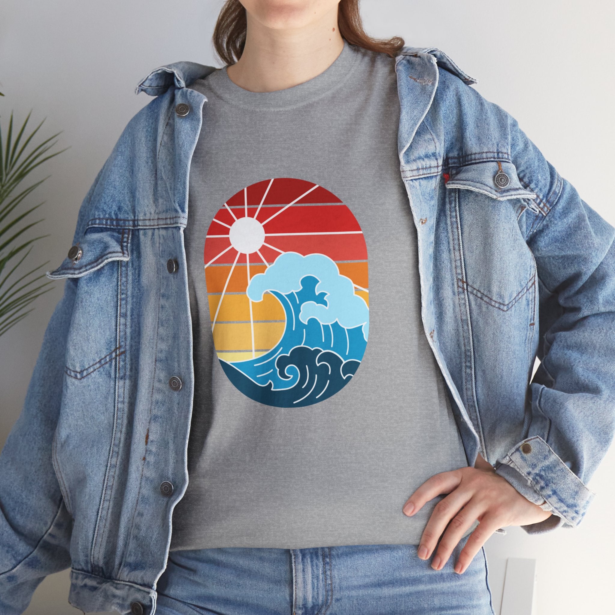 Wave Ocean Sunset Unisex Graphic Novelty Shirt Tee