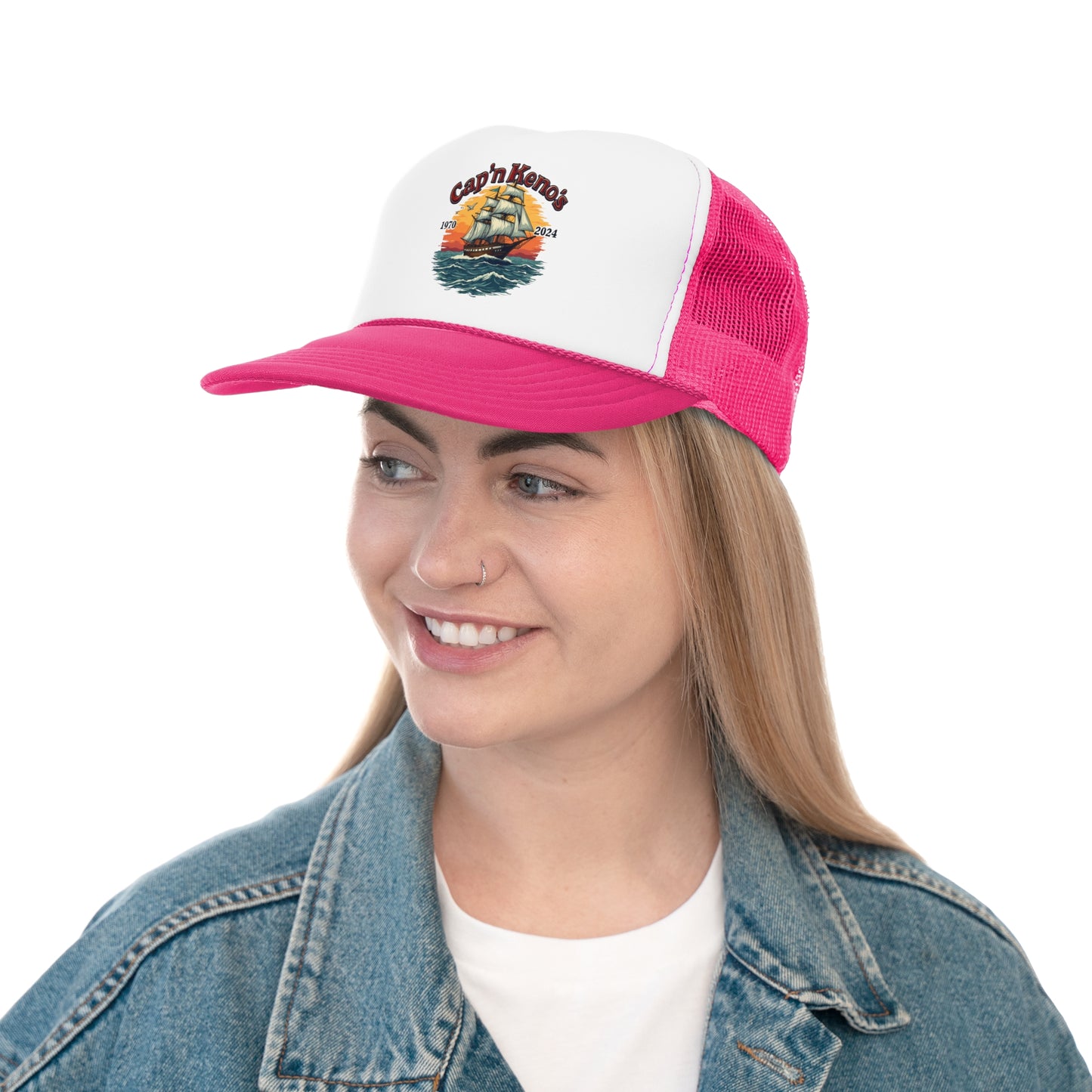 Cap'n Kenos Encinitas California Tribute Sailor Graphic Trucker Caps