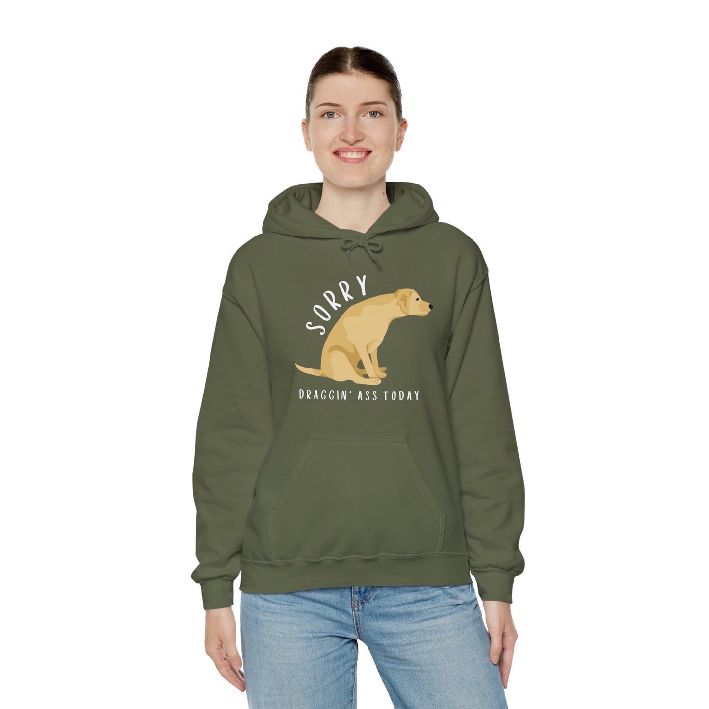 Funny Sorry, Draggin' Ass Today Humor Novelty Graphic Unisex Hoodie