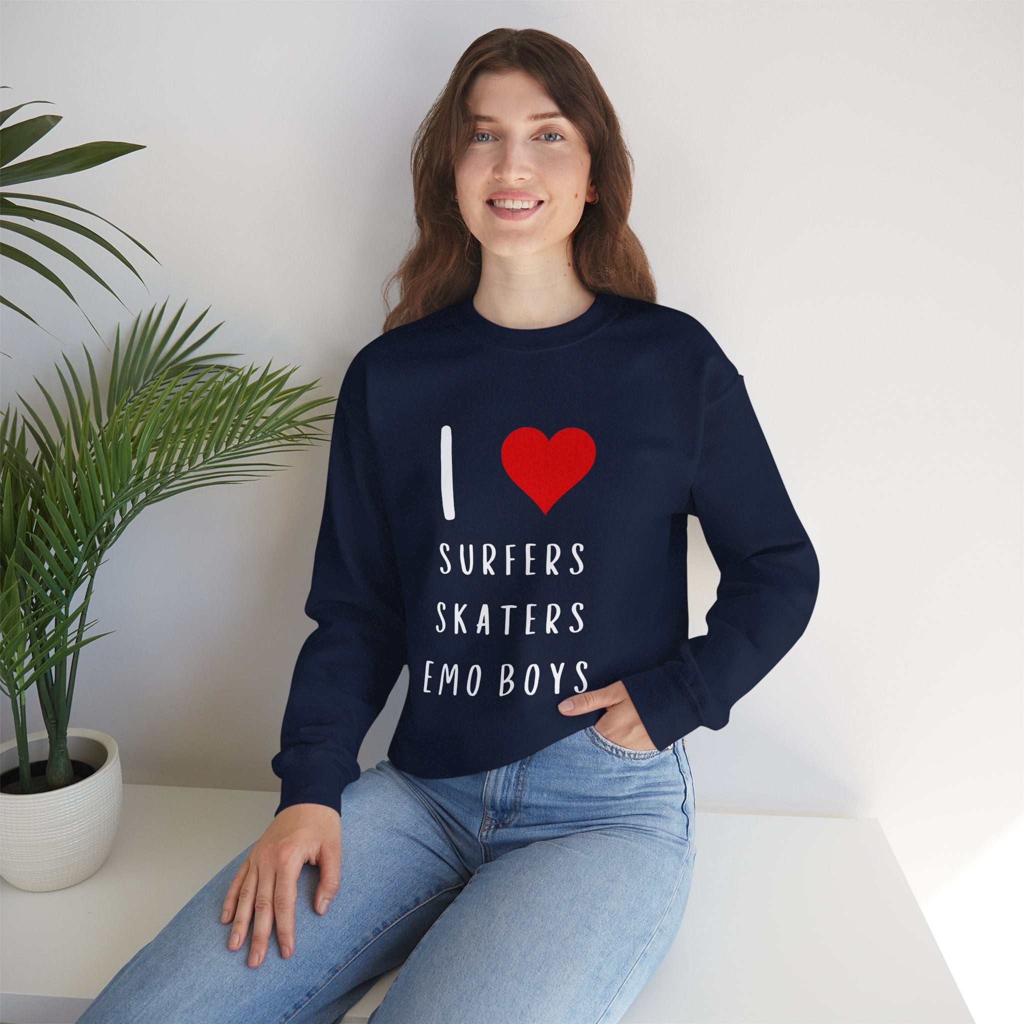 Copy of Funny Women's I Love Surfers Skaters Emo Boys Graphic Novelty Sweatshirt