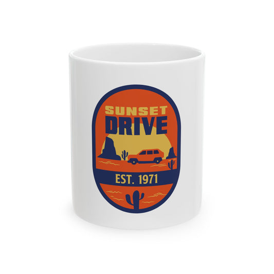 Vintage Retro Sunset Drive Graphic Novelty Ceramic Coffee Mug