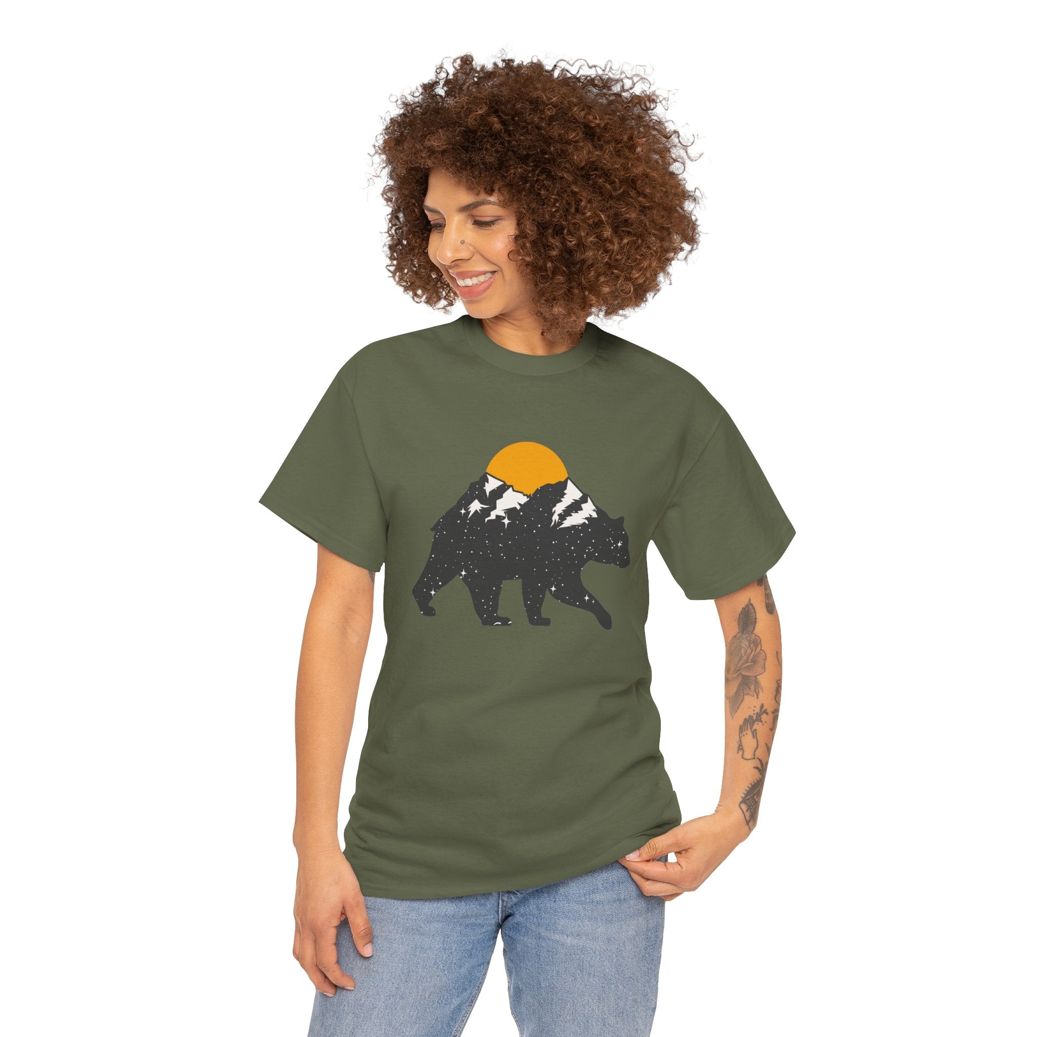 Outdoor Camping Mountains Bear Unisex Graphic Novelty Shirt Tee