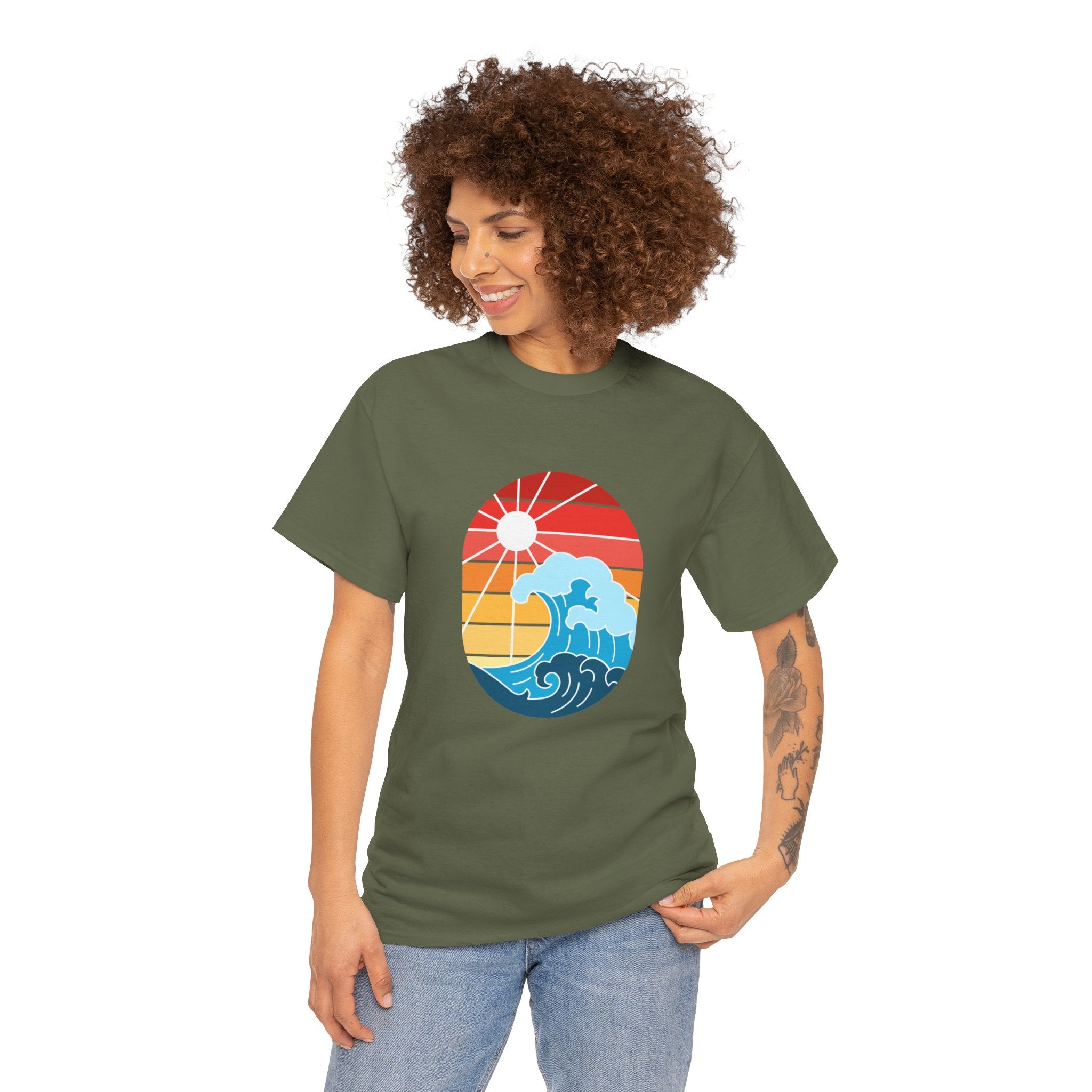 Wave Ocean Sunset Unisex Graphic Novelty Shirt Tee