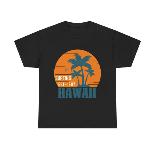 Surfing Hawaii HI Souvenir Gift Unisex Graphic Novelty T-Shirt