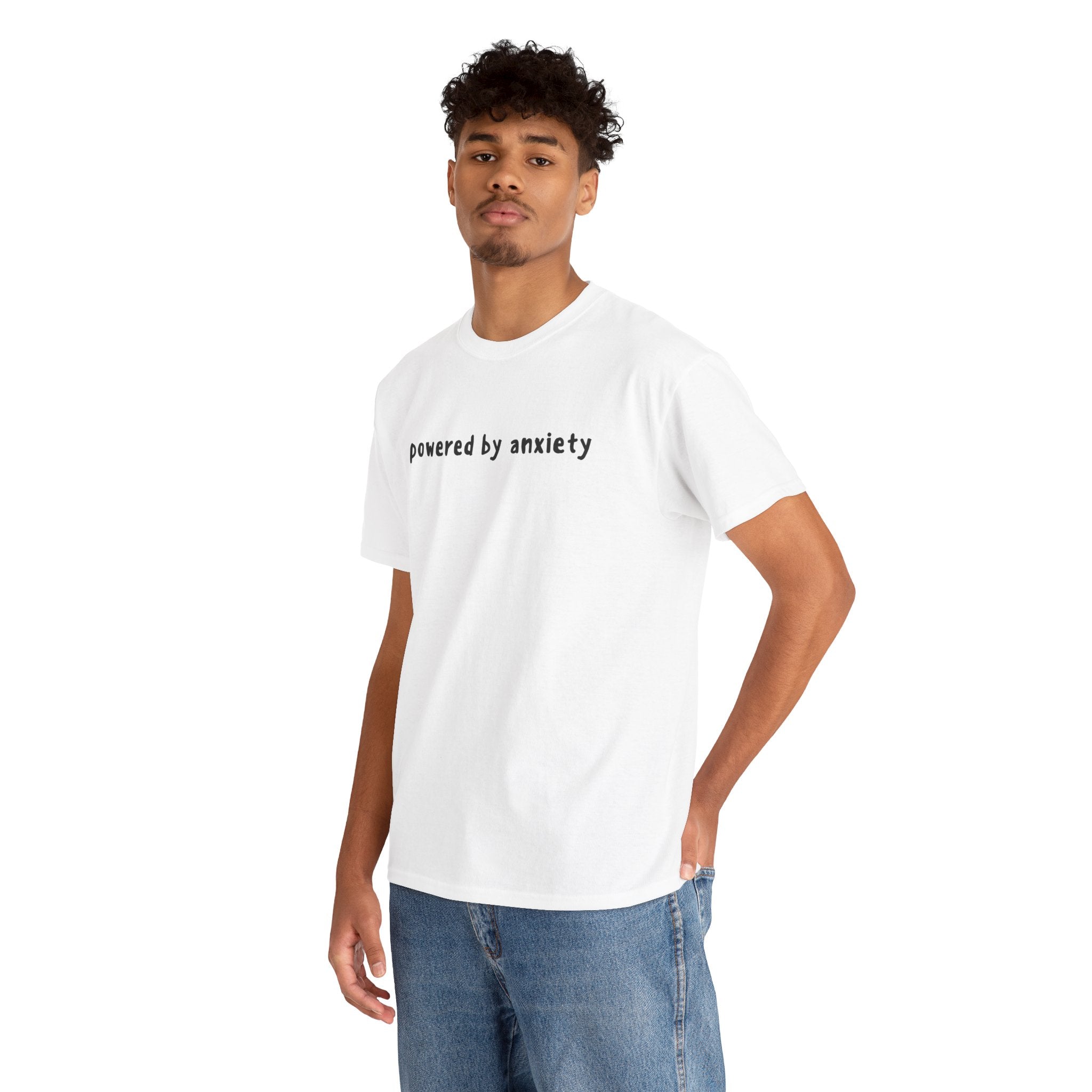 Powered By Anxiety Funny Meme Graphic Novelty Gift Unisex T-Shirt