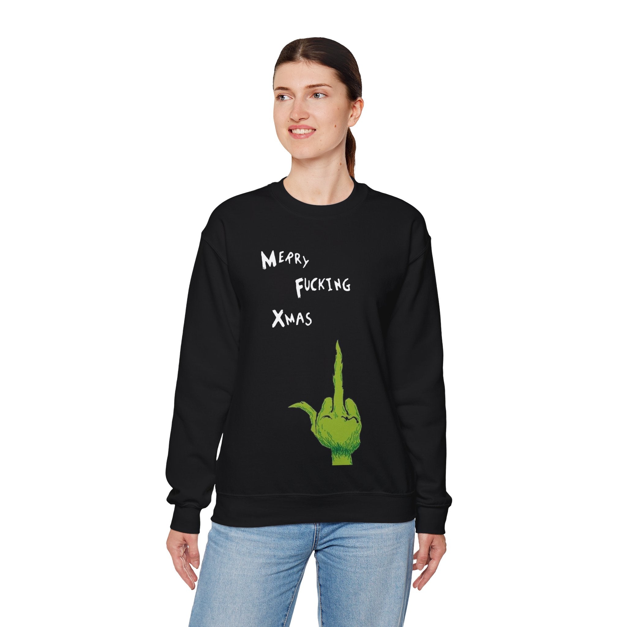 Merry F*cking Christmas Funny Grinch Movie Unisex Crewneck Sweatshirt