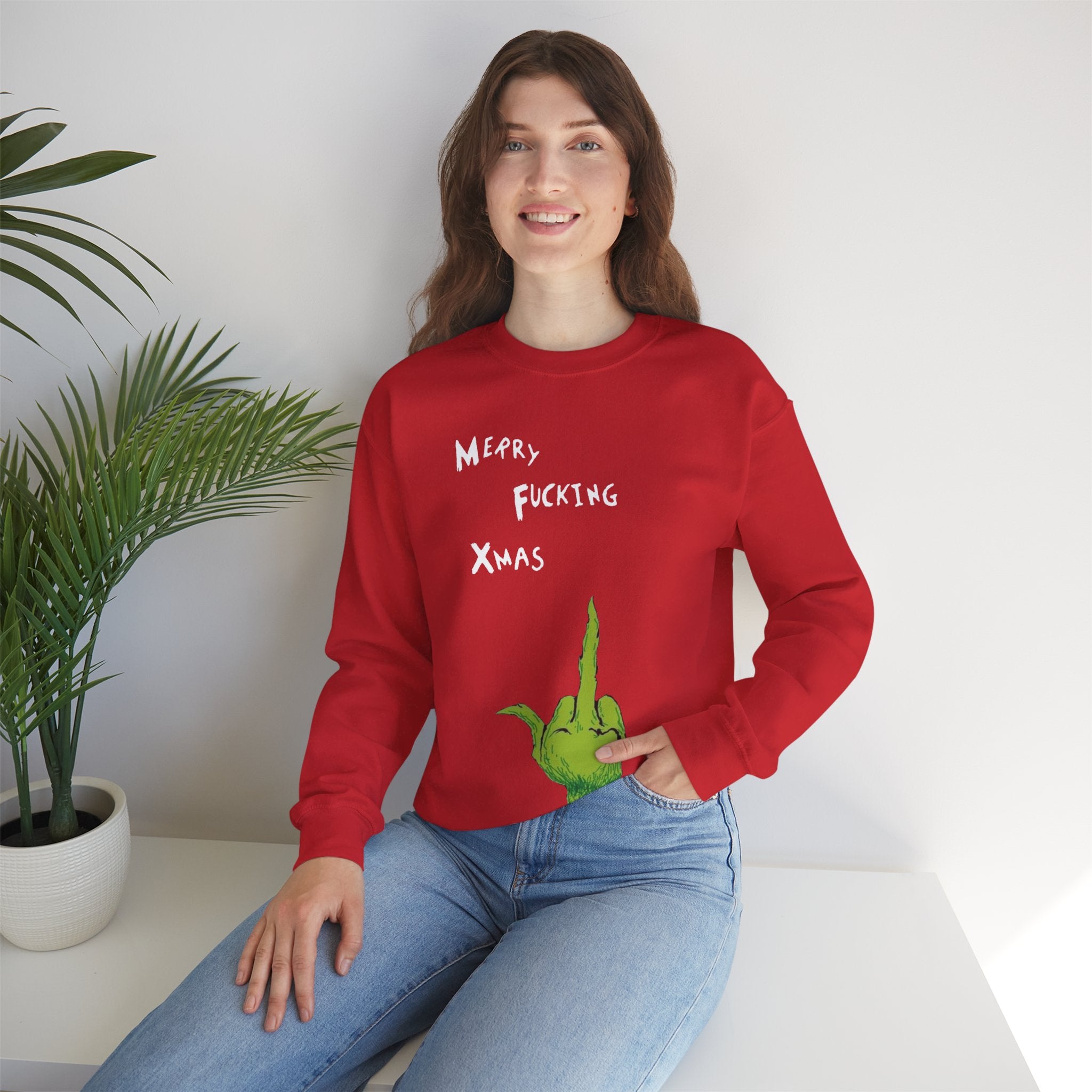 Merry F*cking Christmas Funny Grinch Movie Unisex Crewneck Sweatshirt