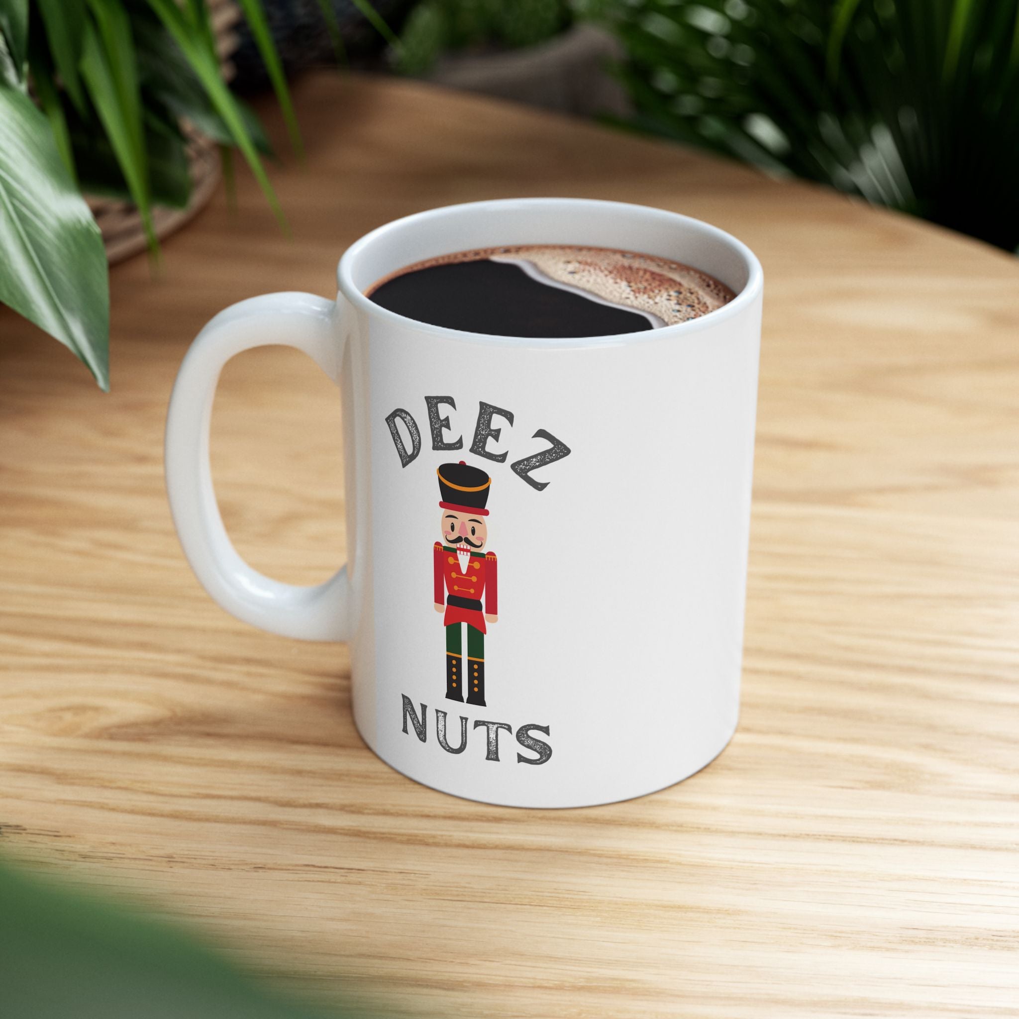 Funny Christmas Deez Nuts Nutcracker Humor Ceramic Coffee Novelty Gift Mug