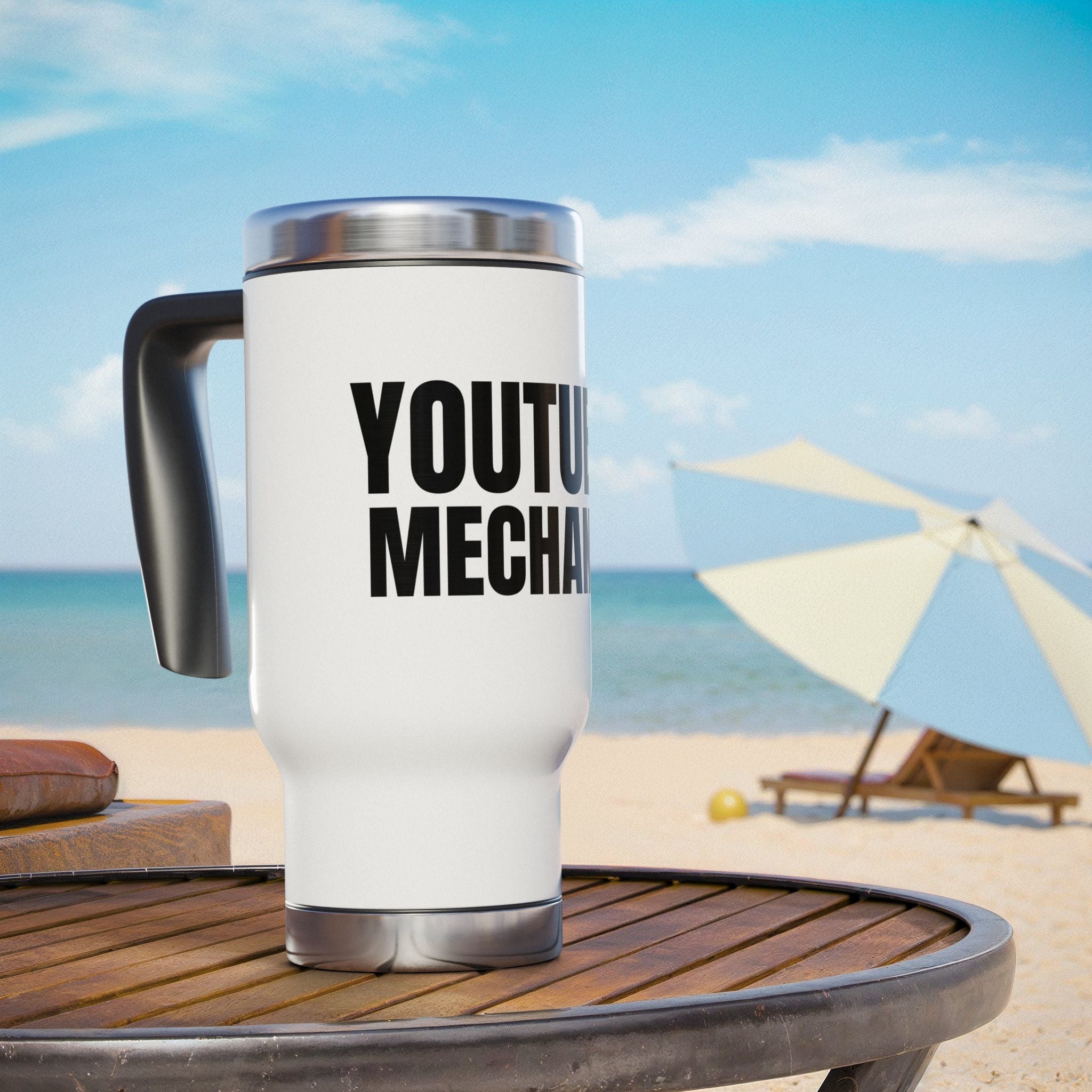 Funny Youtube Certified Mechanic Stainless Steel Travel Mug with Handle, 14oz