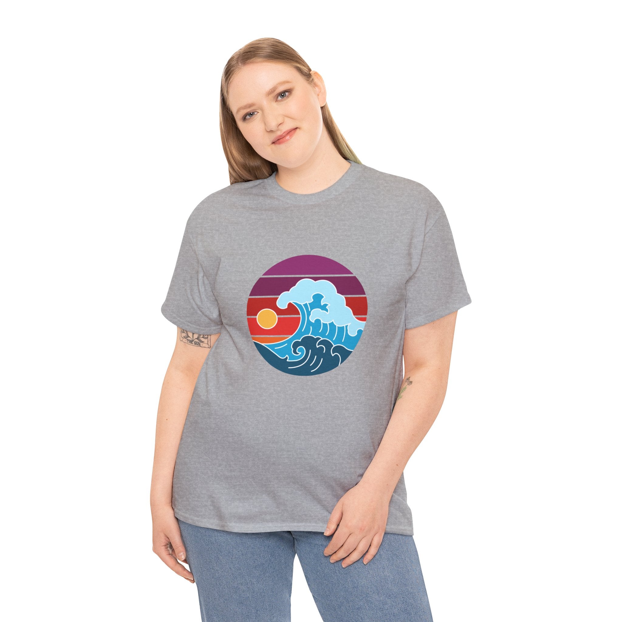 Wave Sunset Ocean Unisex Graphic Novelty Shirt Tee