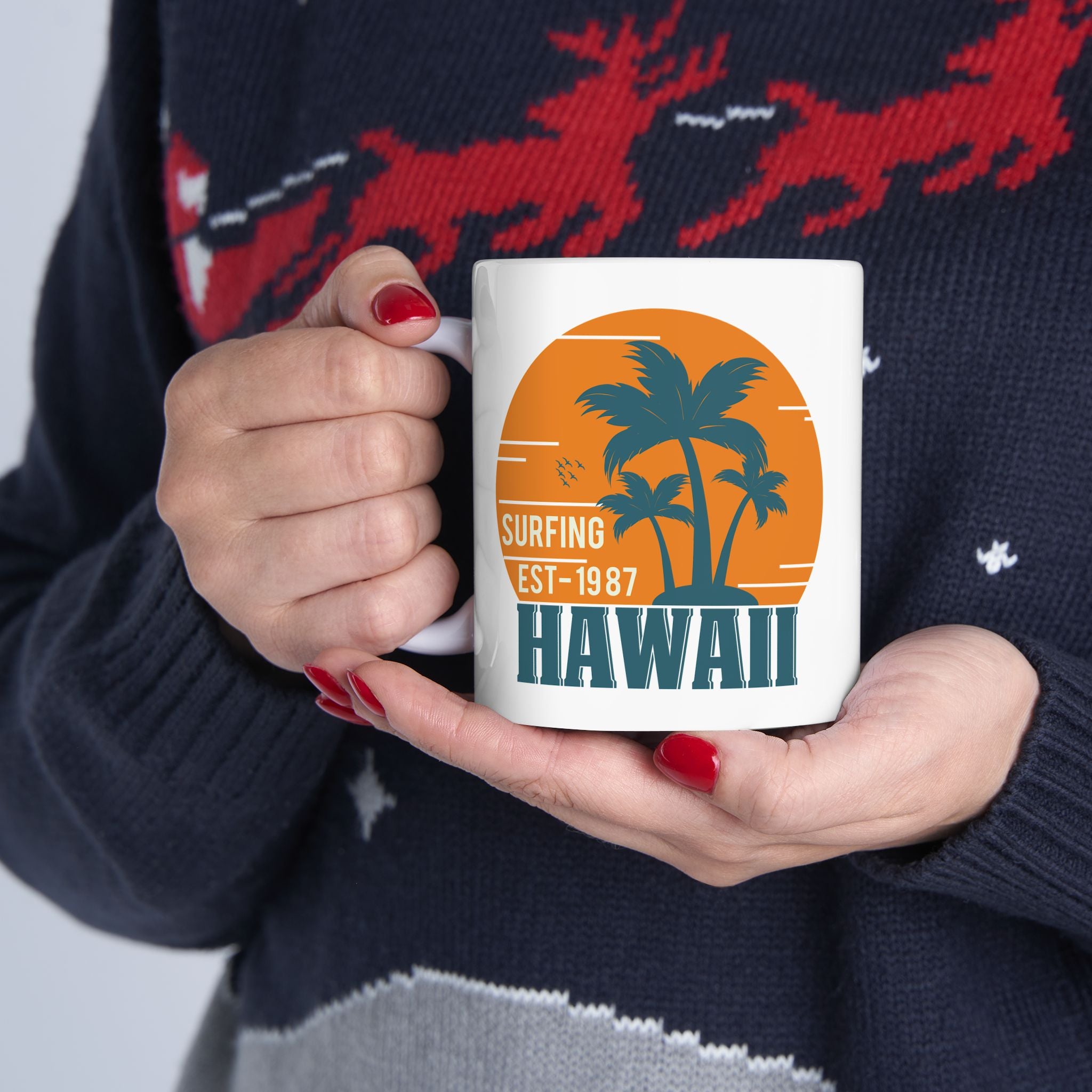 Surfing Hawaii Souvenir Gift Ceramic Mug