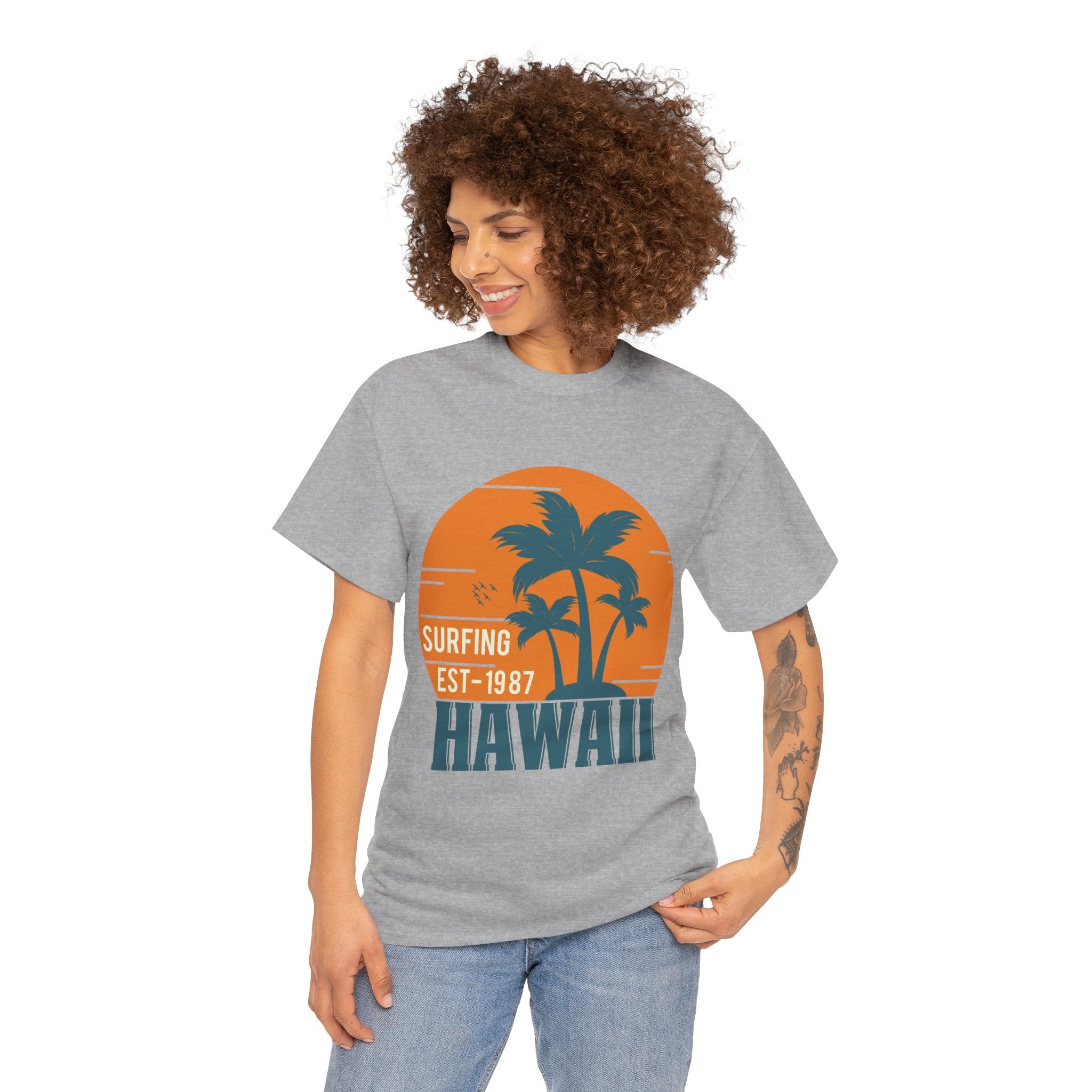 Surfing Hawaii HI Souvenir Gift Unisex Graphic Novelty T-Shirt