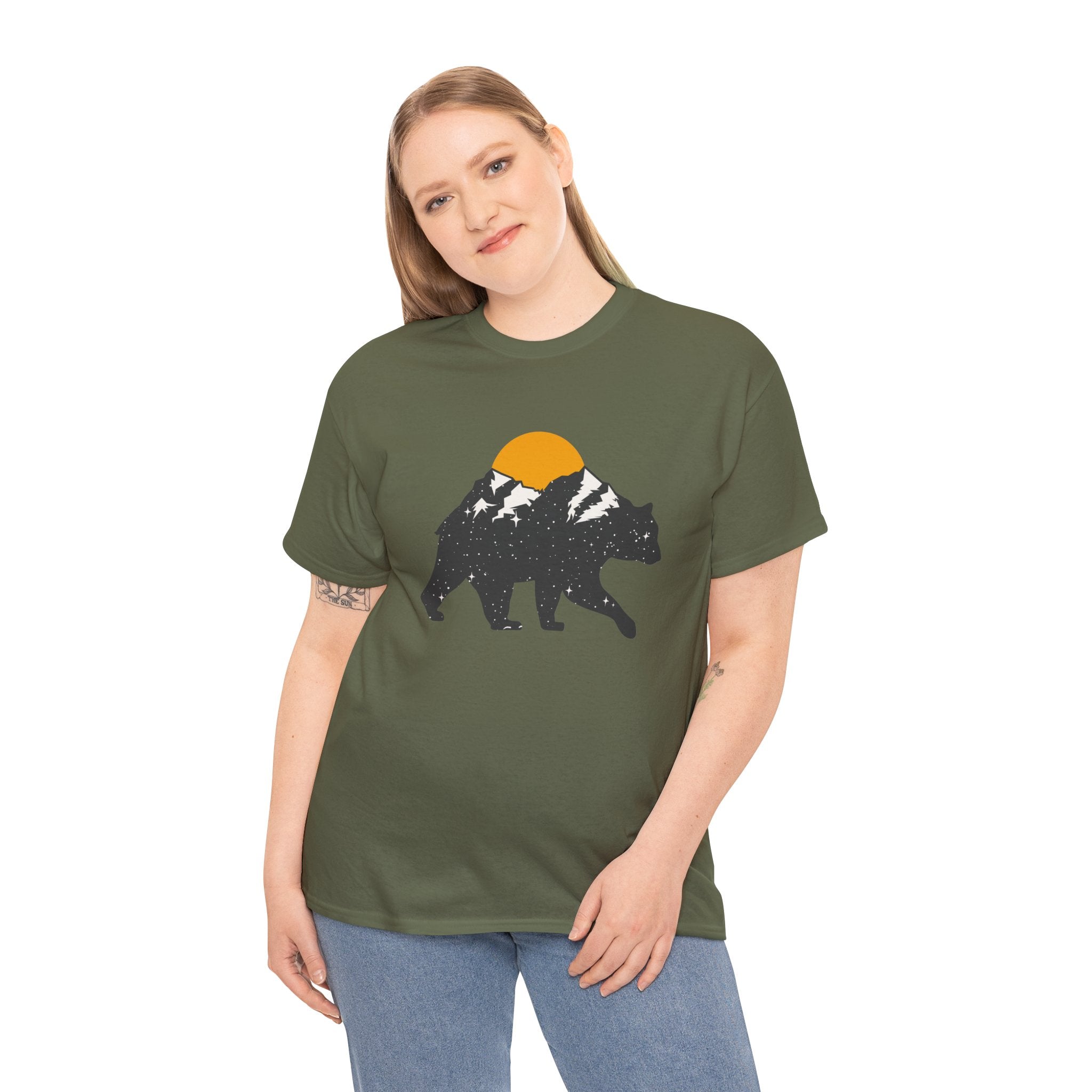 Outdoor Camping Mountains Bear Unisex Graphic Novelty Shirt Tee