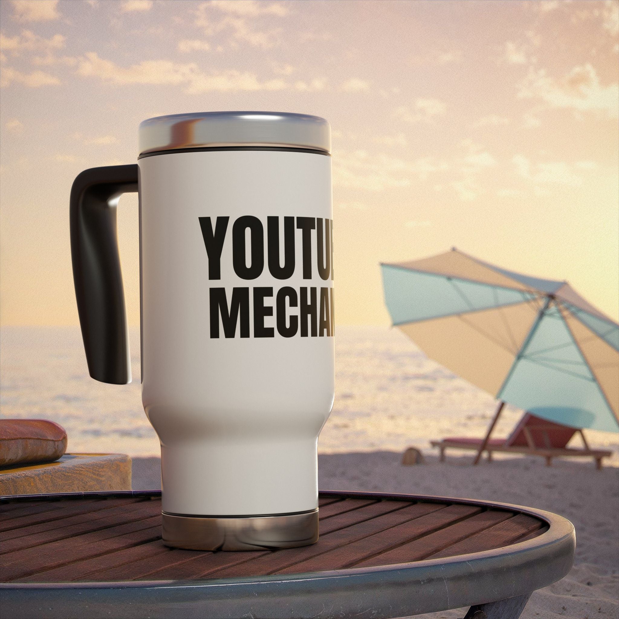 Funny Youtube Certified Mechanic Stainless Steel Travel Mug with Handle, 14oz