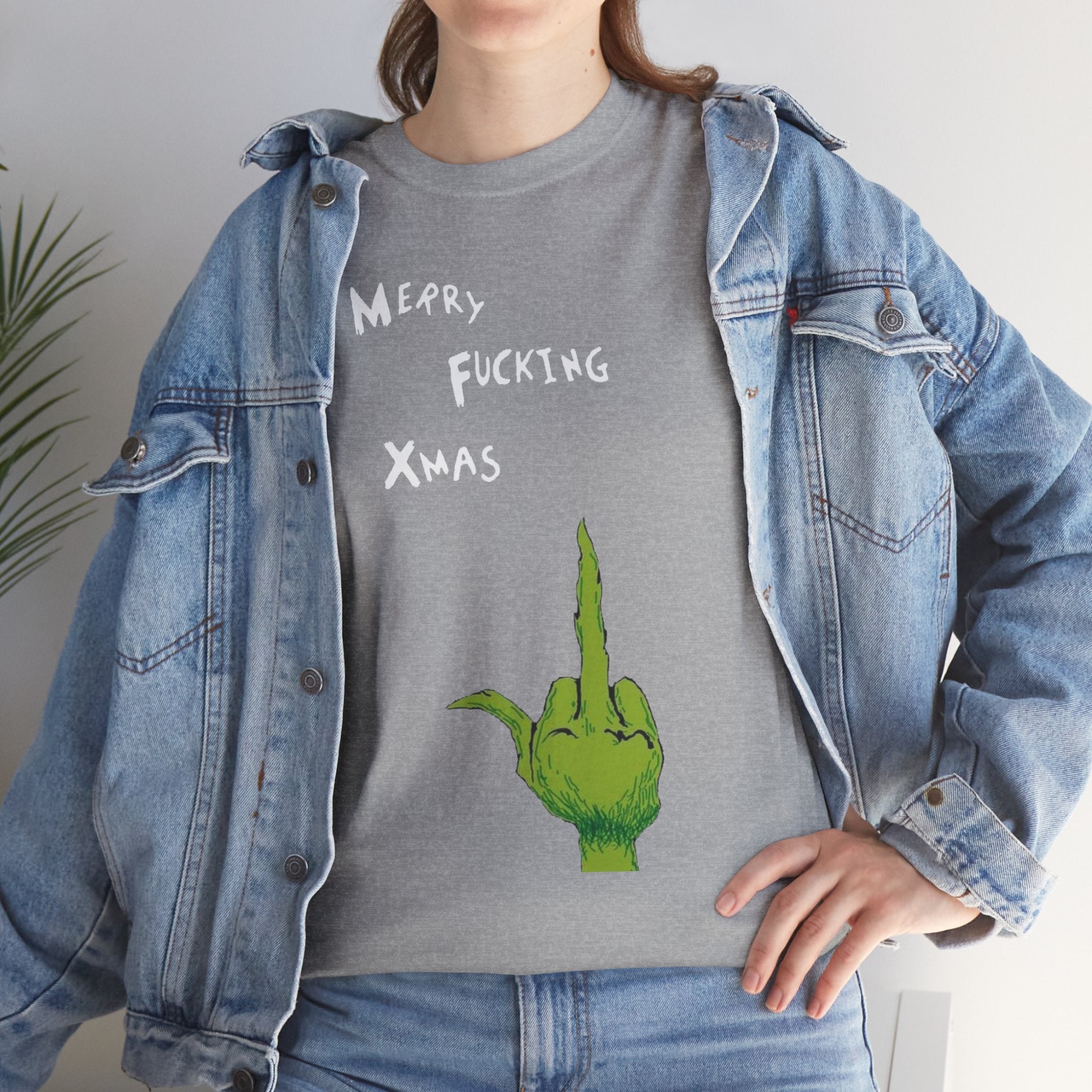 Merry F*cking Christmas Grinch Movie Funny Unisex Heavy Cotton Tee