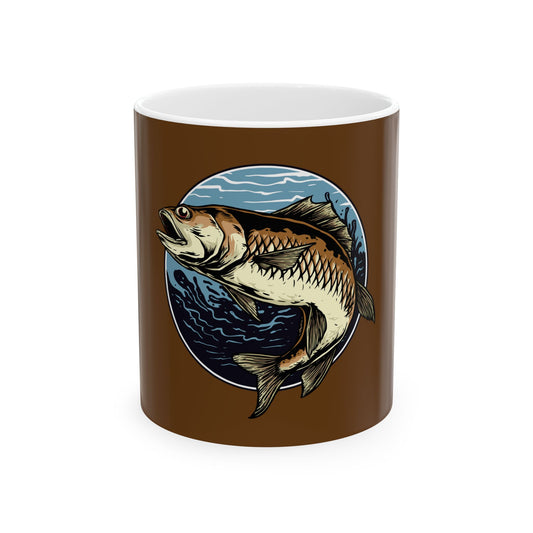 Fish Boating Fishing Gift Brown Ceramic Coffee Mug