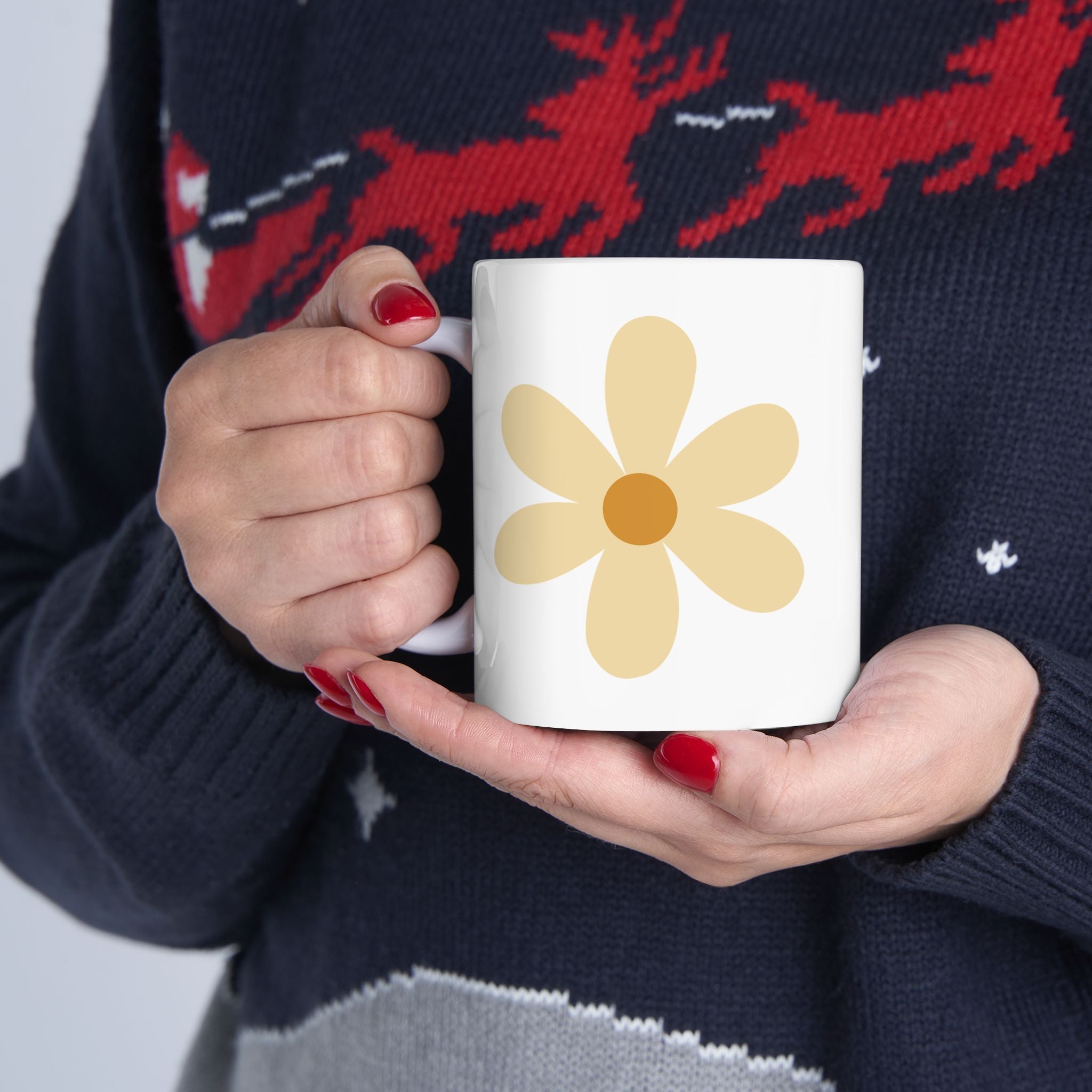 Cute Retro Vintage Daisy Flower Graphic Novelty Ceramic Coffee Mug