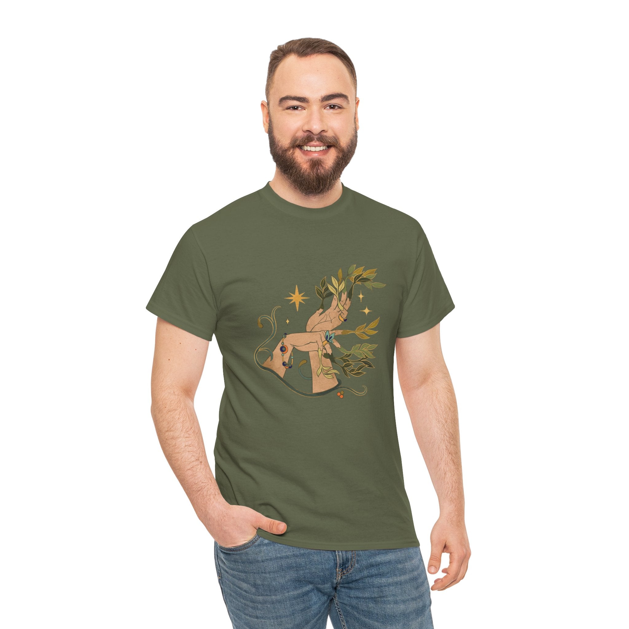 Bohohemian Plant Hands Unisex Graphic Novelty Shirt Tee