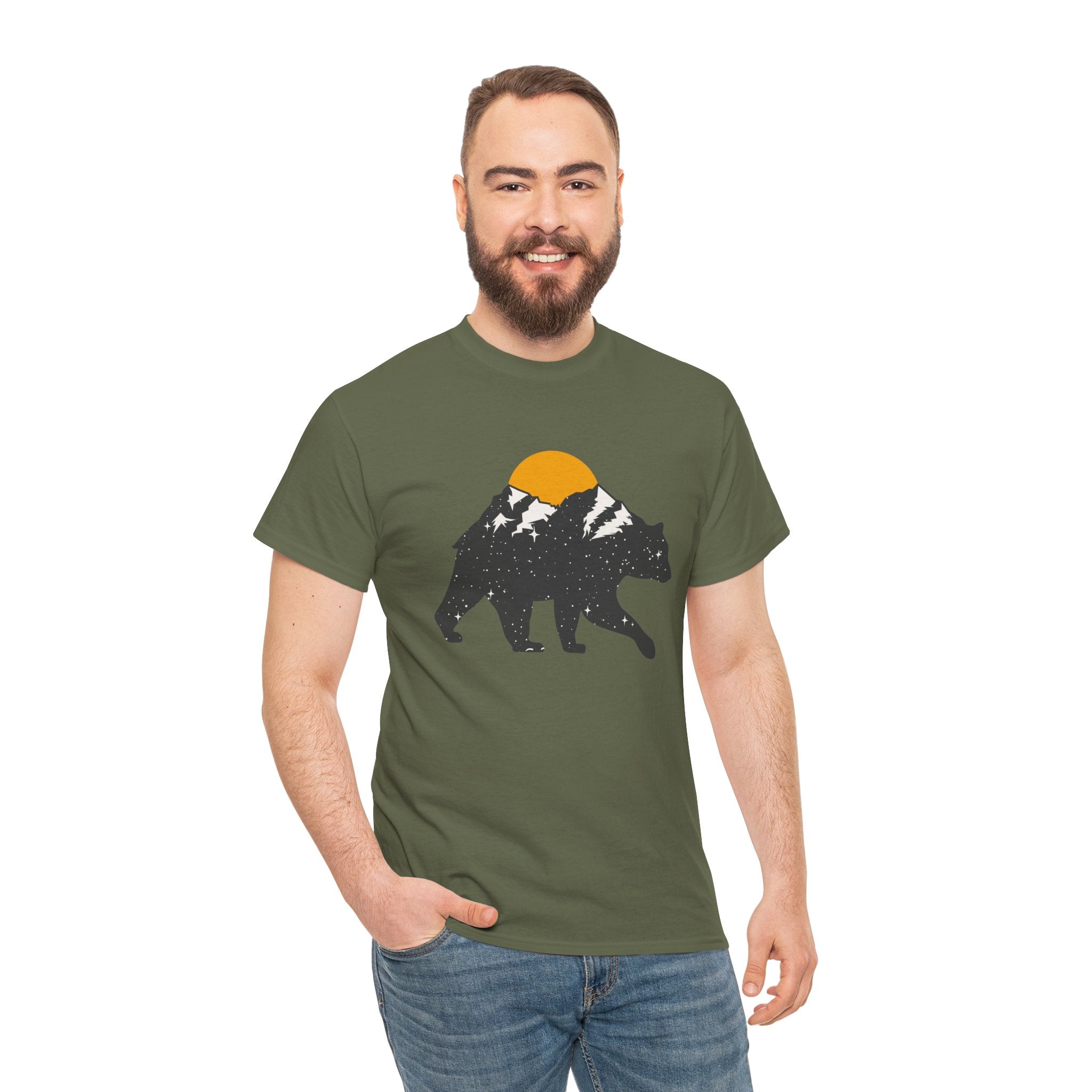 Outdoor Camping Mountains Bear Unisex Graphic Novelty Shirt Tee