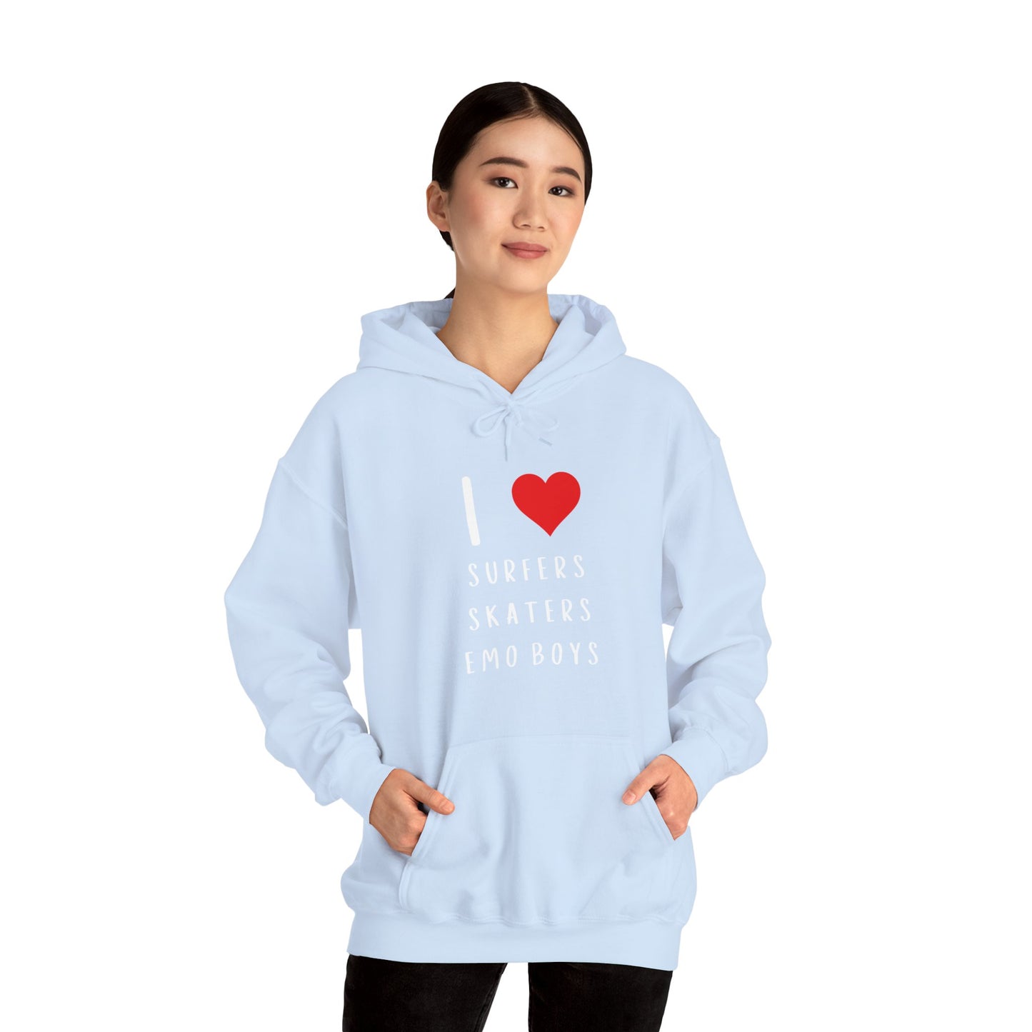 Funny Women's I Love Surfers Skaters Emo Boys Graphic Novelty Hoodie