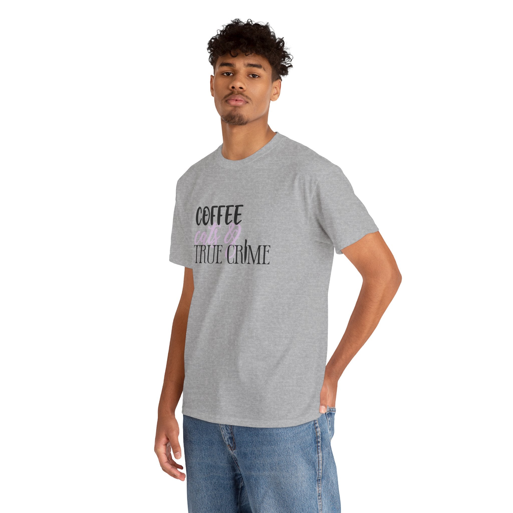 Coffee Cats And True Crime Funny Unisex Graphic Novelty Tee