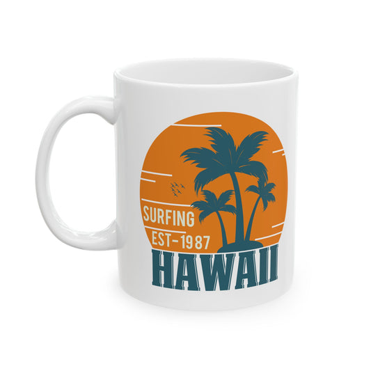 Surfing Hawaii Souvenir Ceramic Coffee Mug