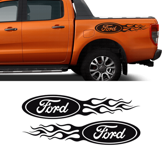 Ford Logo Flames Side Decal Sticker - Set of 2