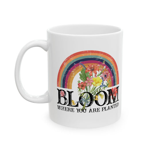 Bloom Where You Are Planted Cute Rustic Boho Retro Ceramic Mug