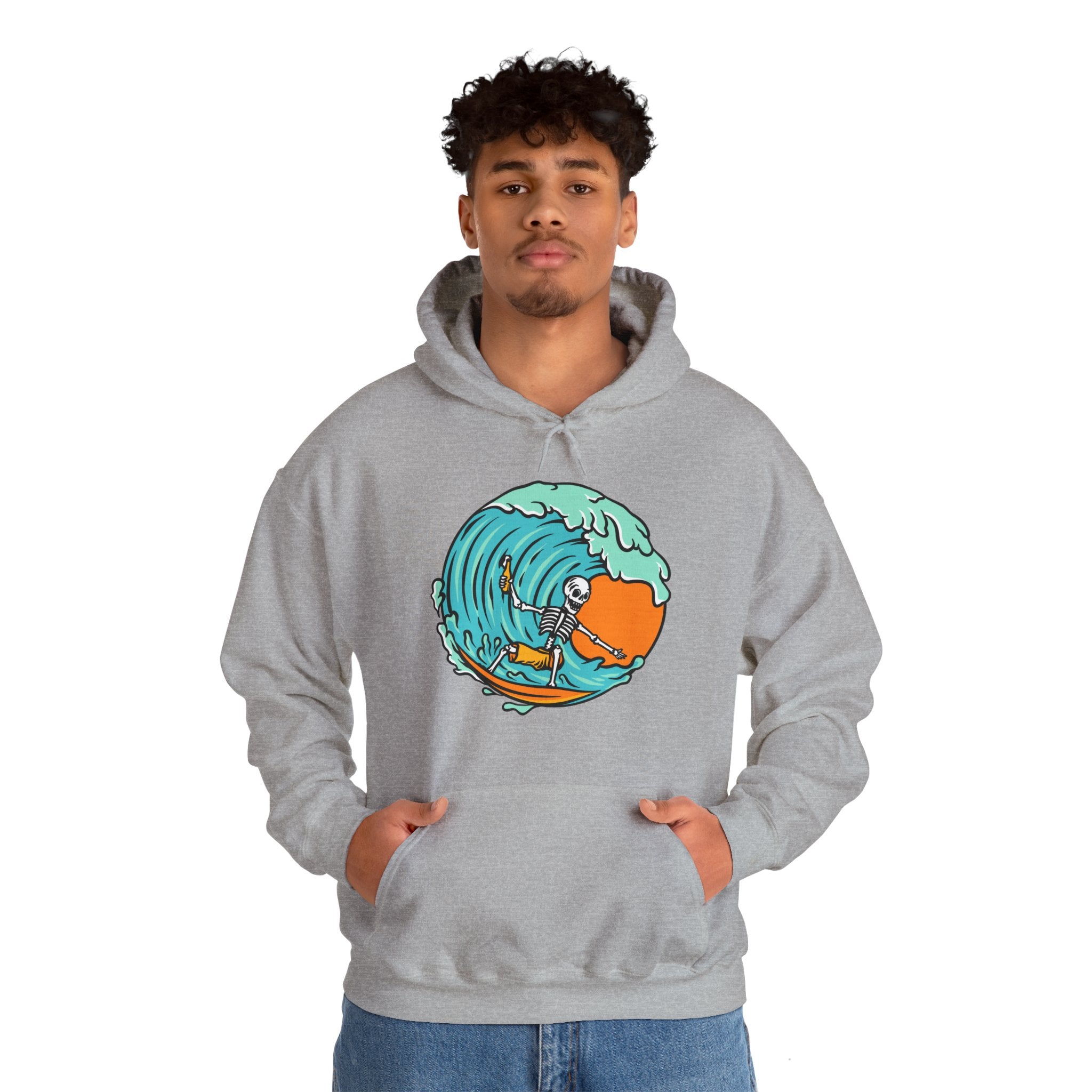 Surfing Skeleton Surfing Ocean Unisex Graphic Novelty Hoodie