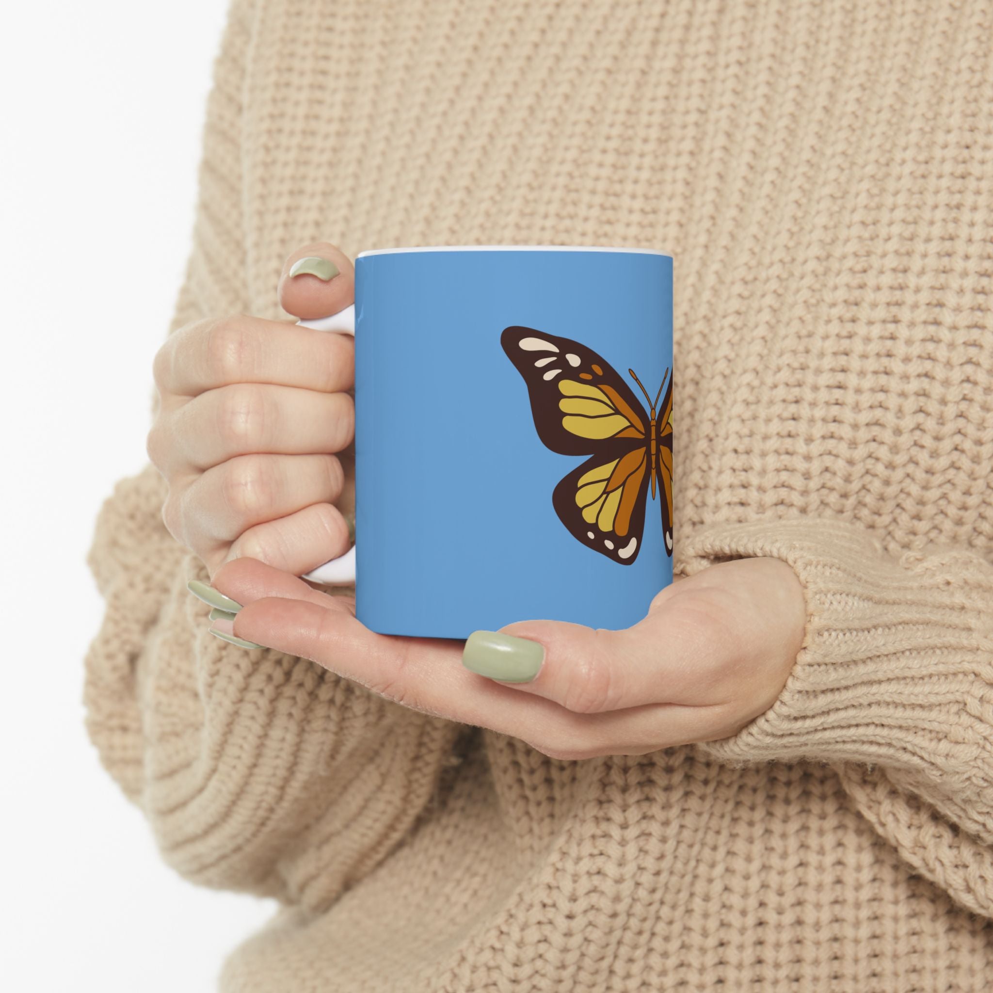 Cute Retro Vintage Boho Butterfly Ceramic Coffee Mug