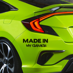 Calcomanía de mecánico de muscle car JDM "Hecho en mi garaje"
