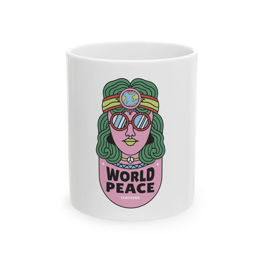 World Peace Boho Retro Graphic Novelty Ceramic Coffee Mug