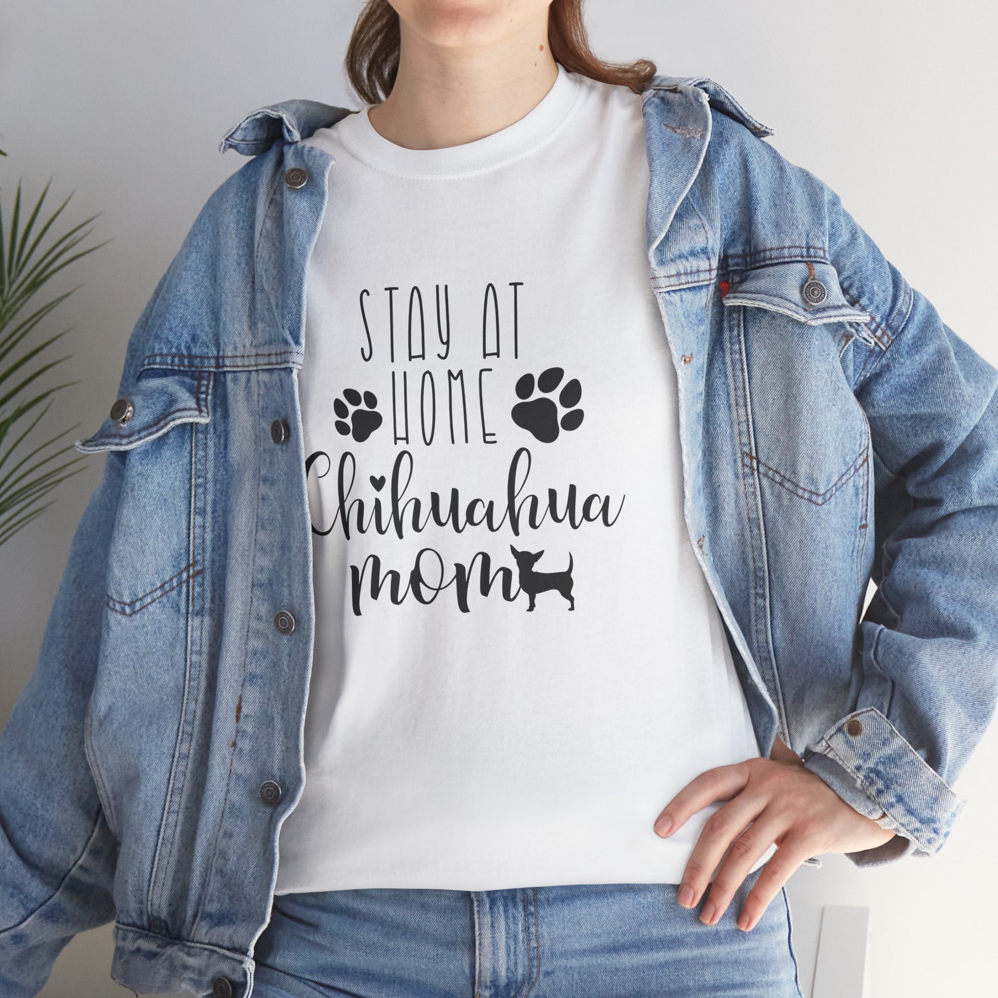 Women's Funny Stay At Home Chihuahua Mom Graphic Novelty Tee