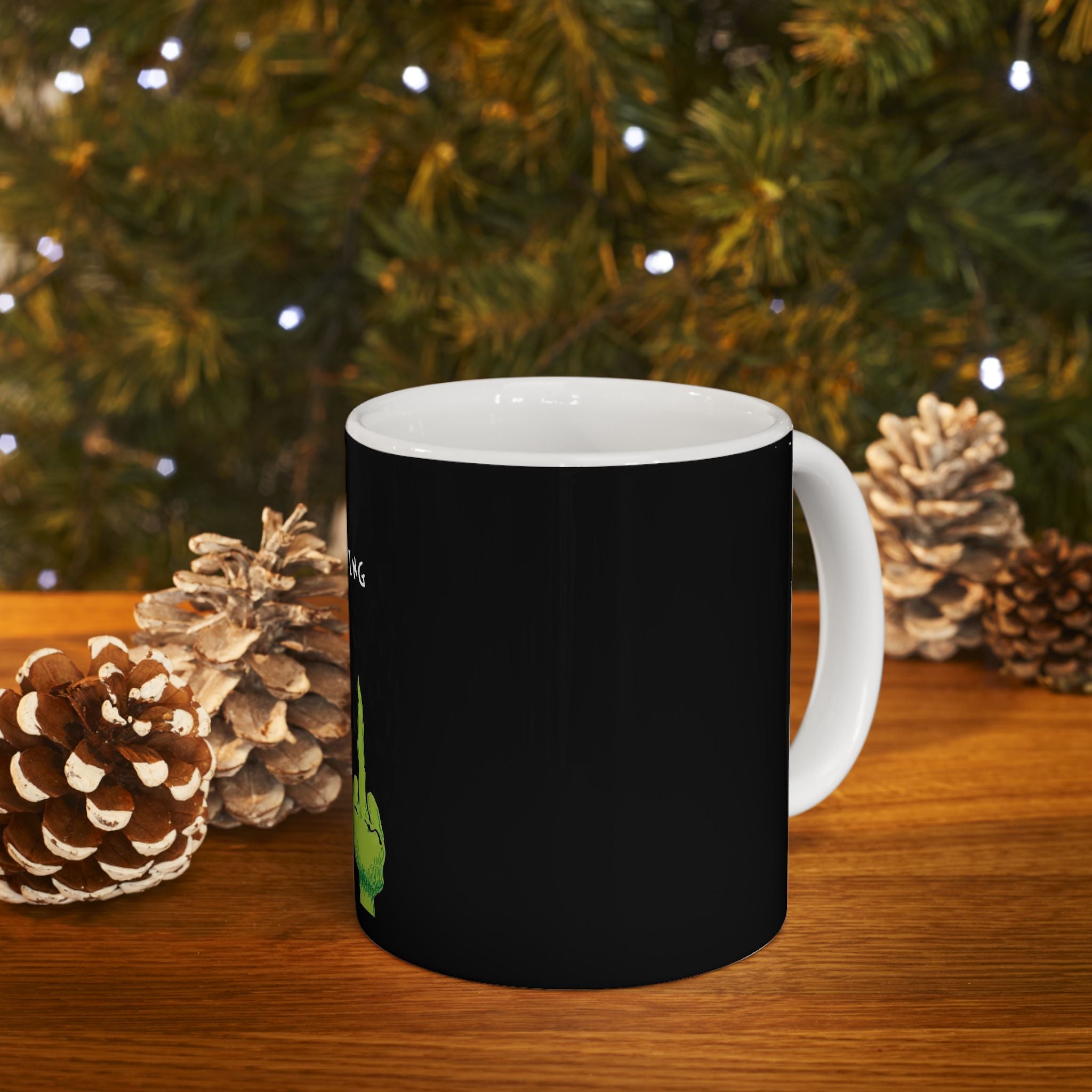 Funny Grinch Movie Holiday Christmas Black Ceramic Coffee Mug