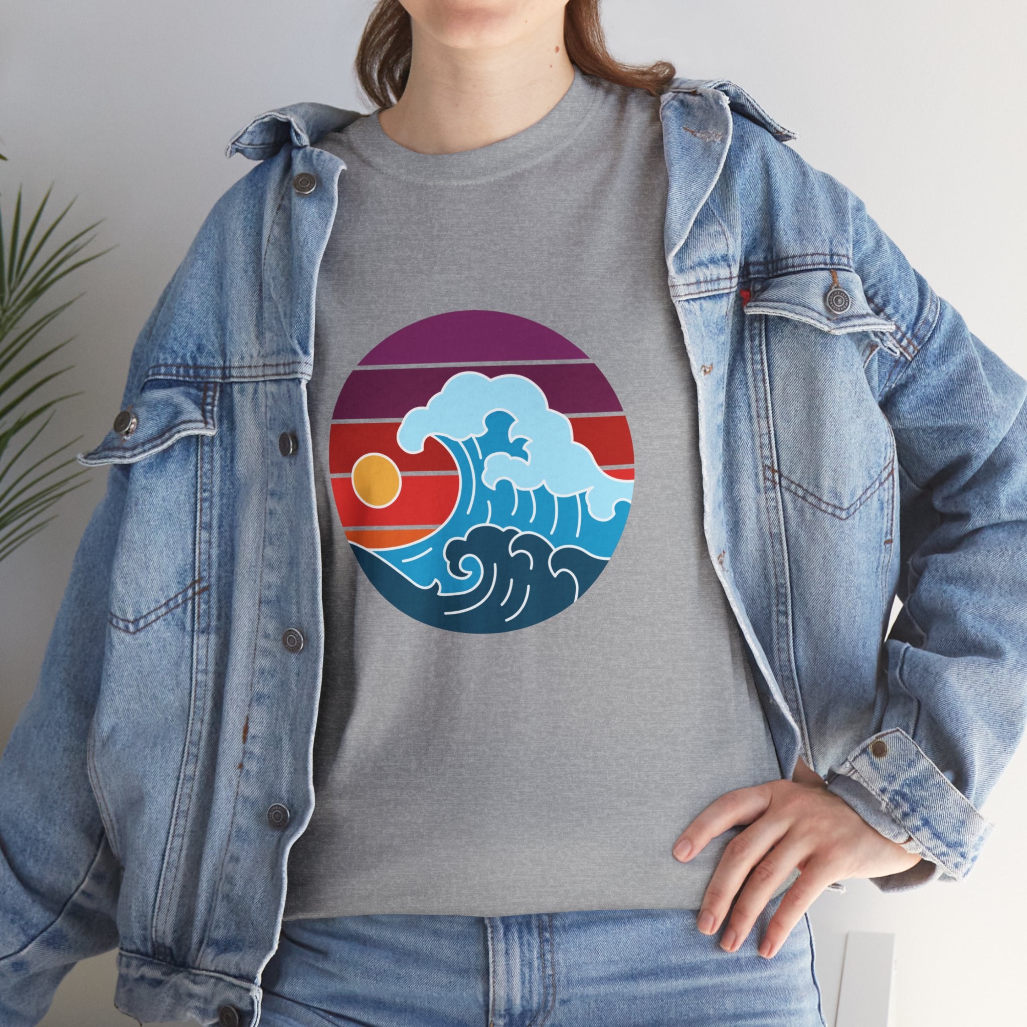 Wave Sunset Ocean Unisex Graphic Novelty Shirt Tee