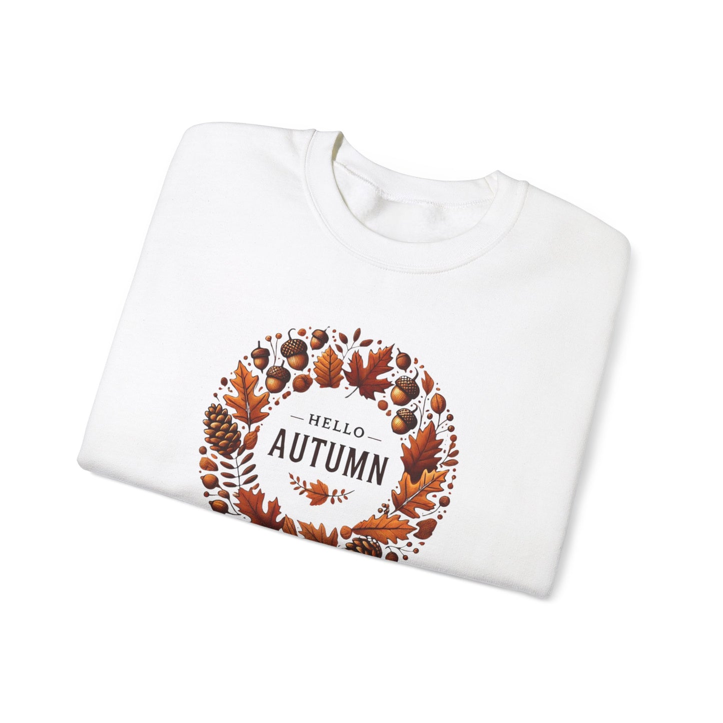 Hello Autumn Fall Wreath Leaf Design Sweatshirt