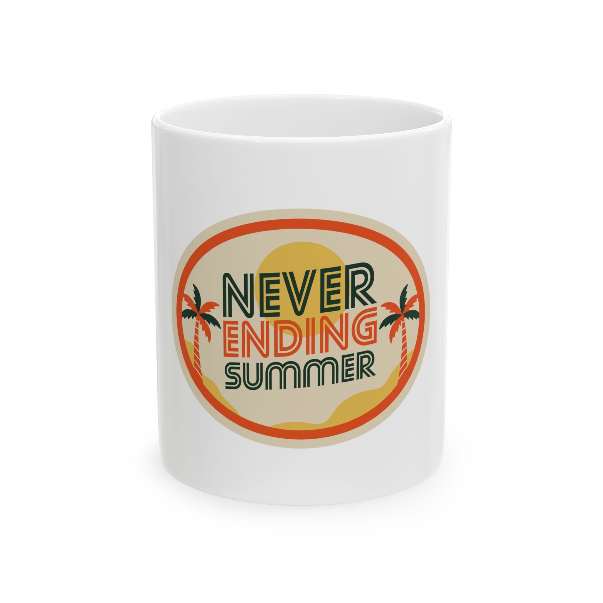 Never Ending Summer Retro Graphic Novelty Ceramic Coffee Mug