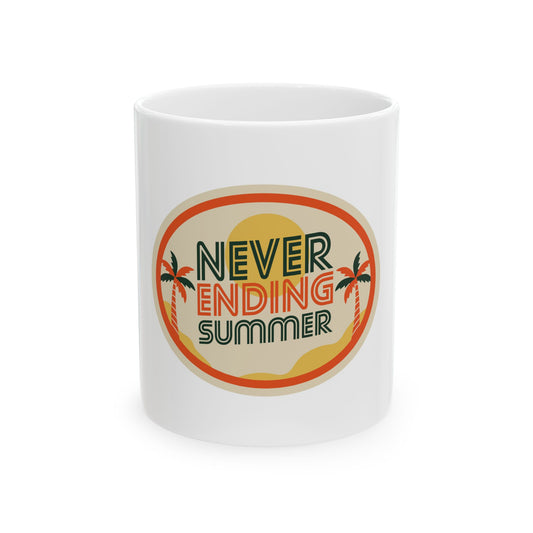 Never Ending Summer Retro Graphic Novelty Ceramic Coffee Mug