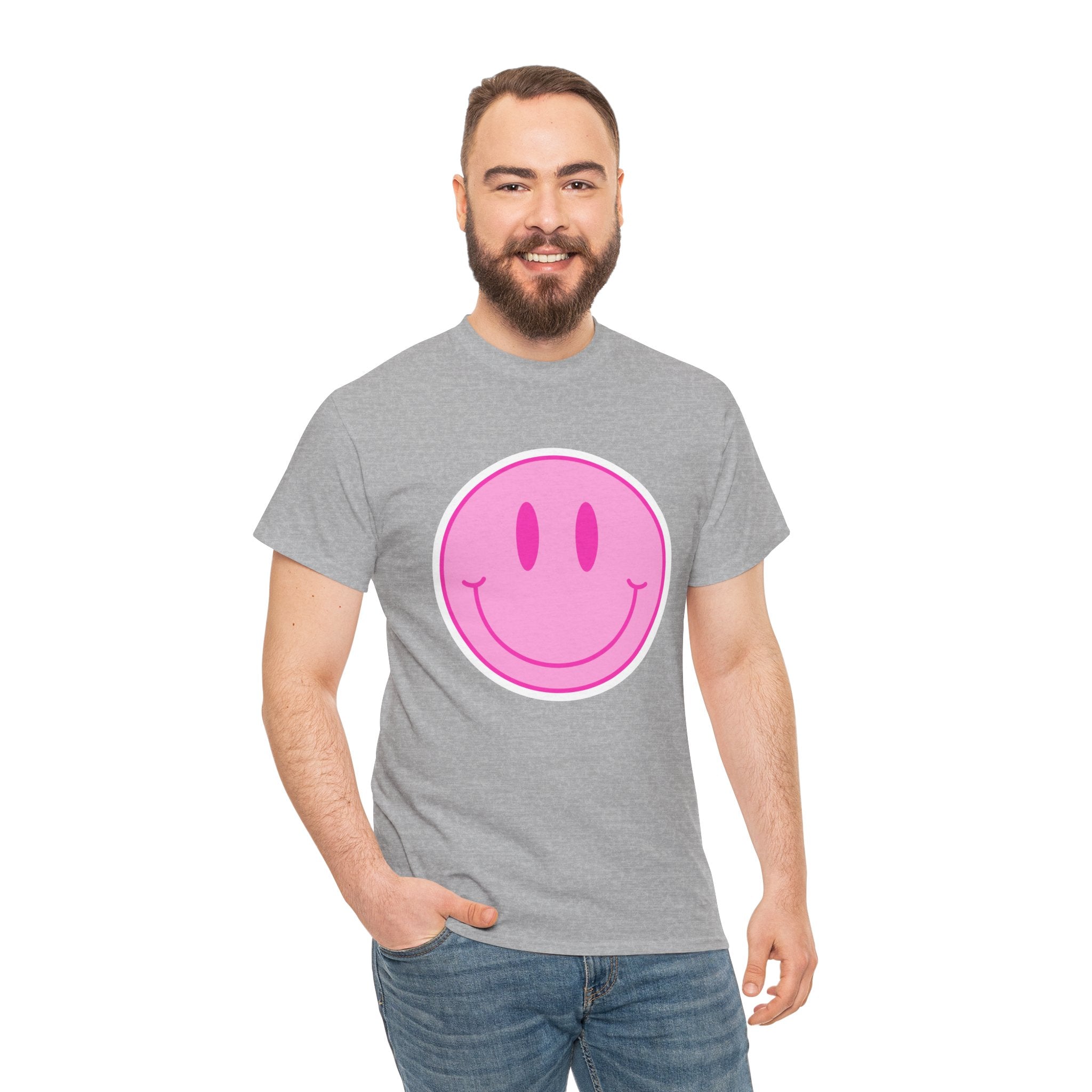 Cute Smile Face Retro Pink Unisex Graphic Novelty Shirt Tee