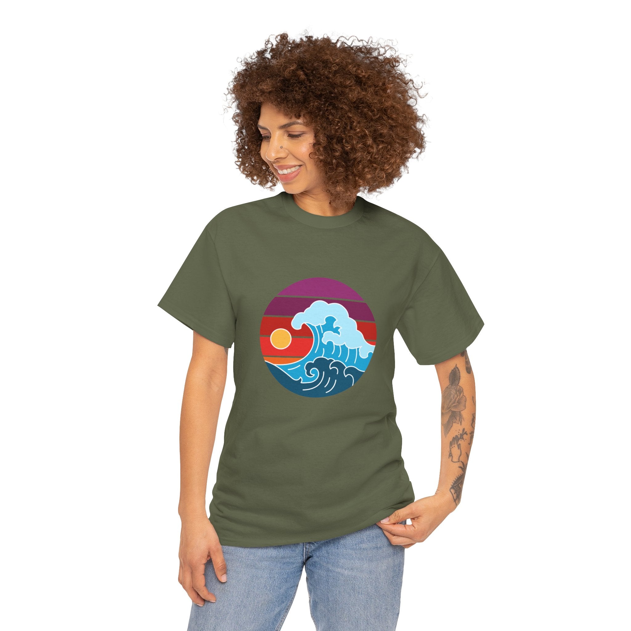 Wave Sunset Ocean Unisex Graphic Novelty Shirt Tee