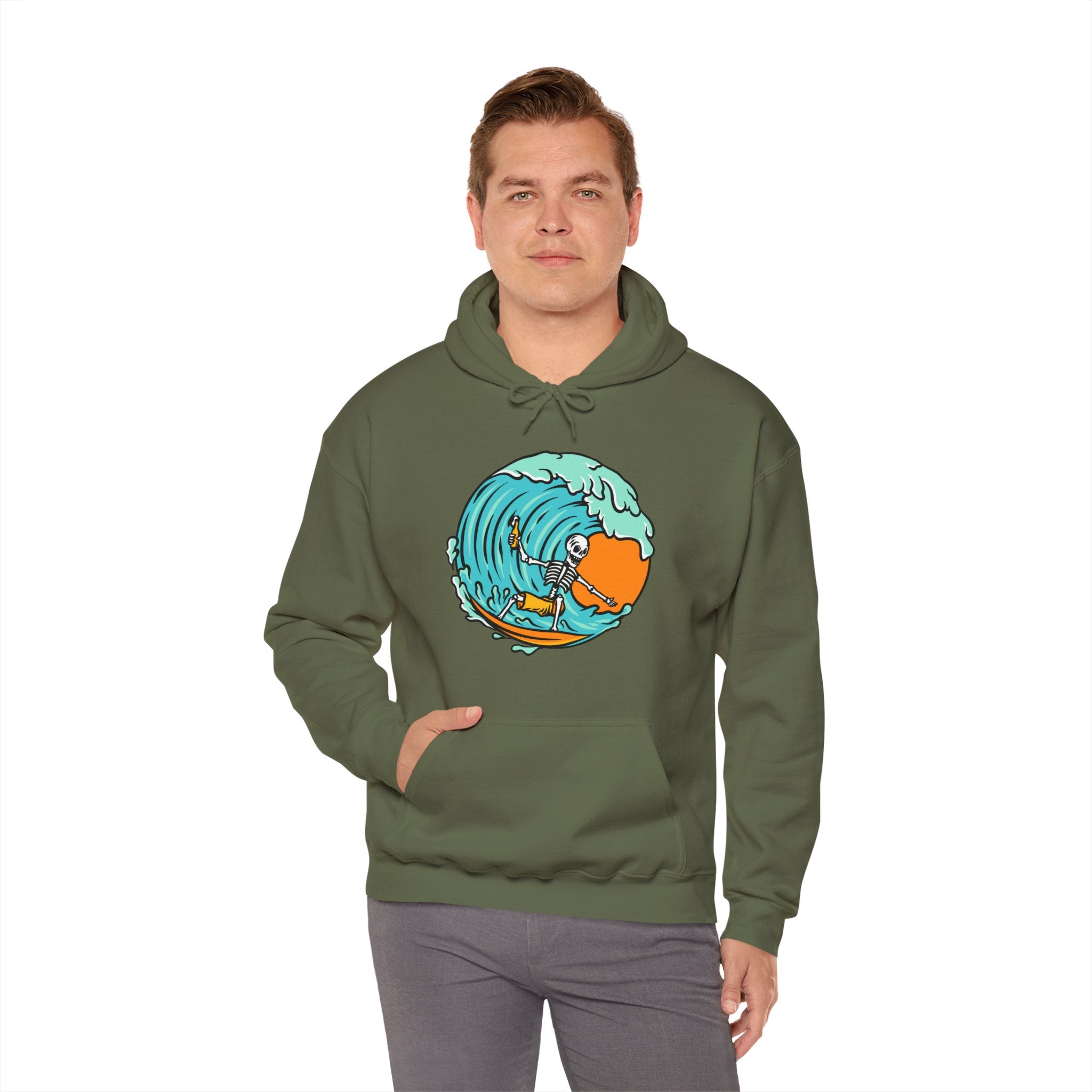 Surfing Skeleton Surfing Ocean Unisex Graphic Novelty Hoodie