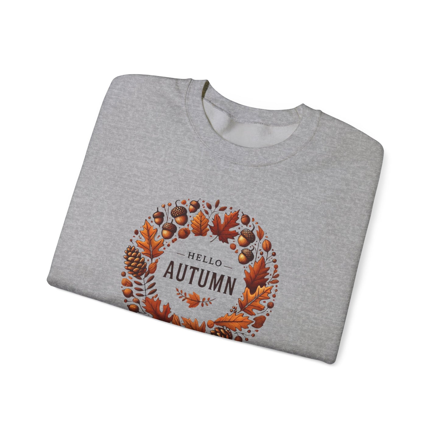 Hello Autumn Fall Wreath Leaf Design Sweatshirt