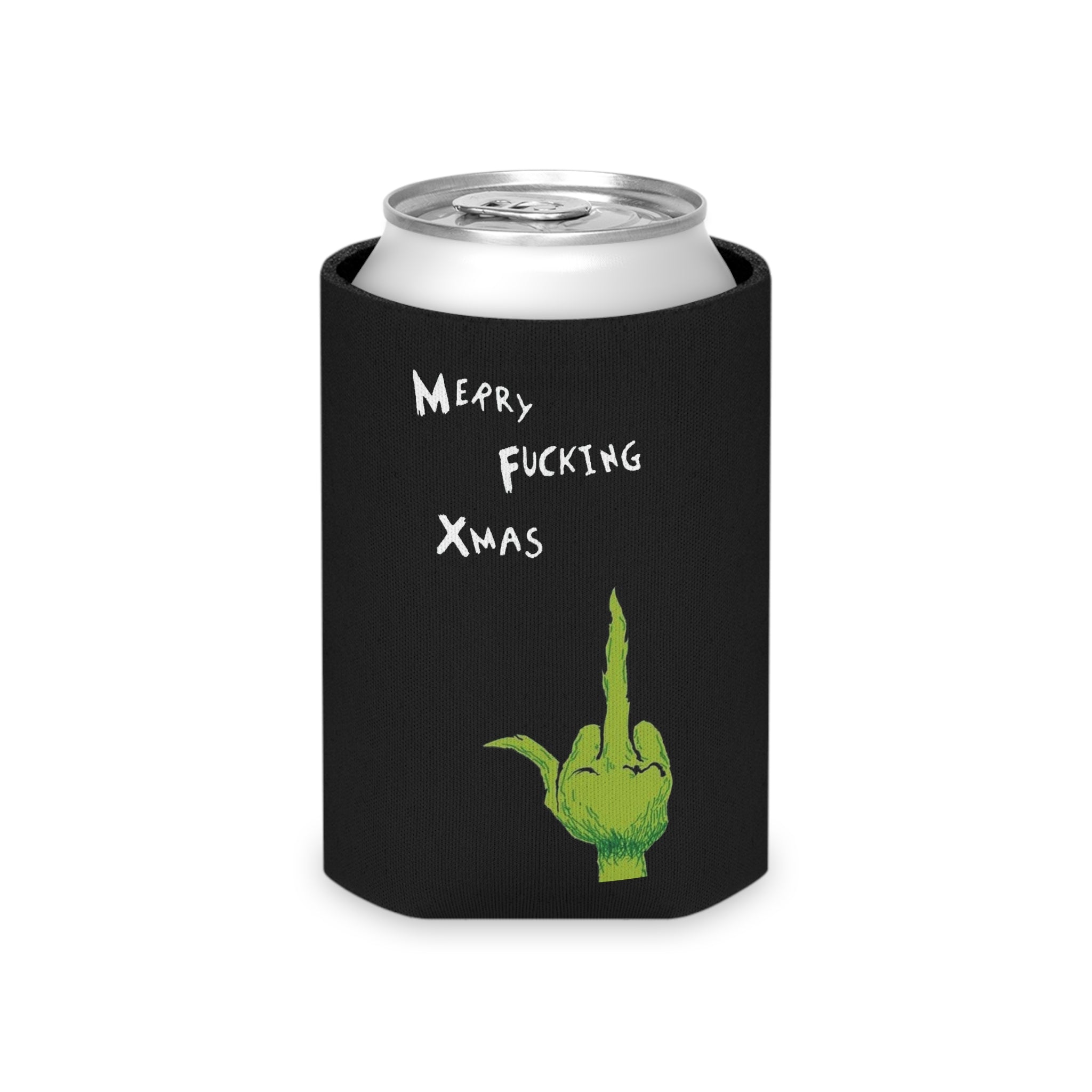 Funny Grinch Christmas Holiday Movie Humor Black Beer Can Cooler