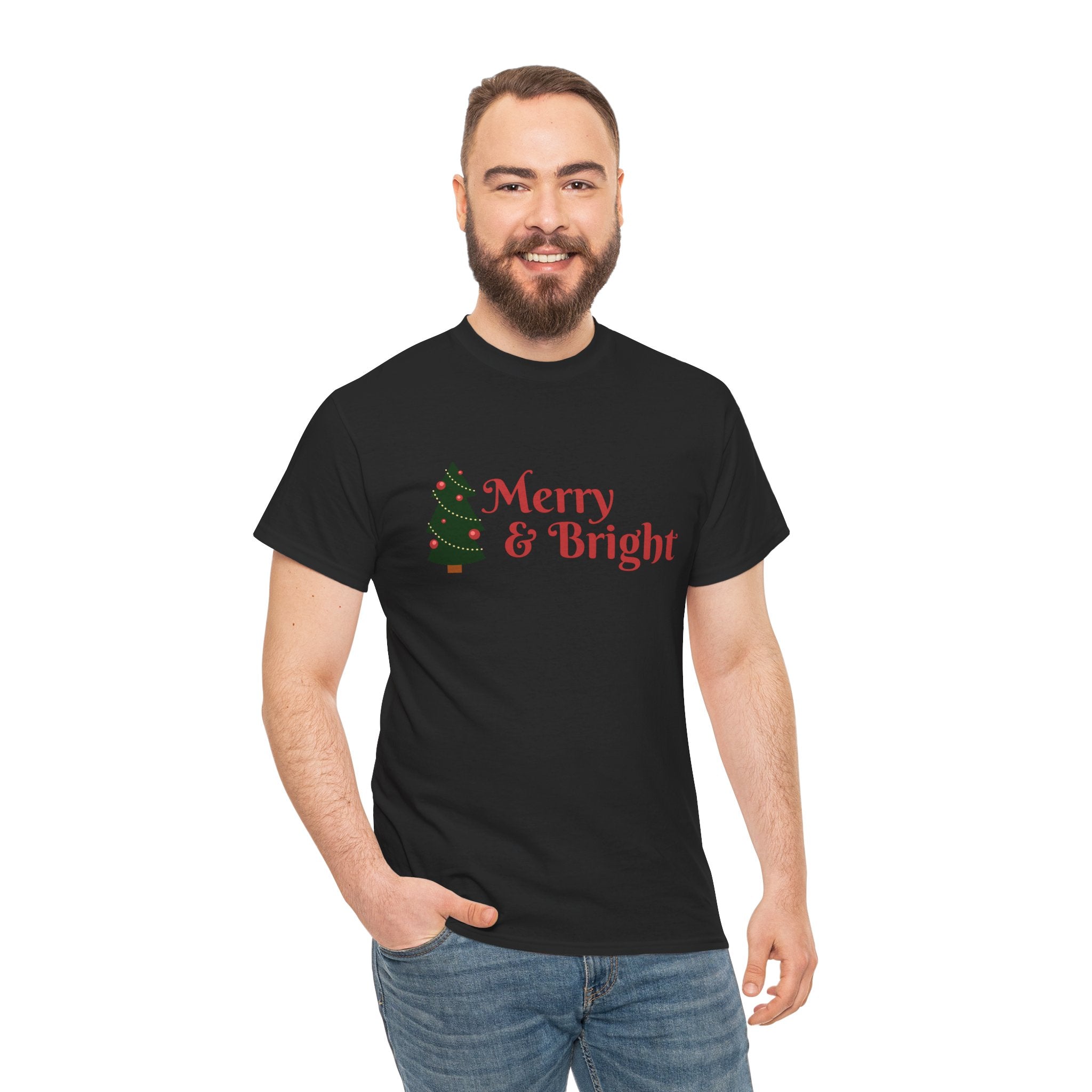 Cute Christmas Holiday Merry & Bright Unisex Tee T-Shirt