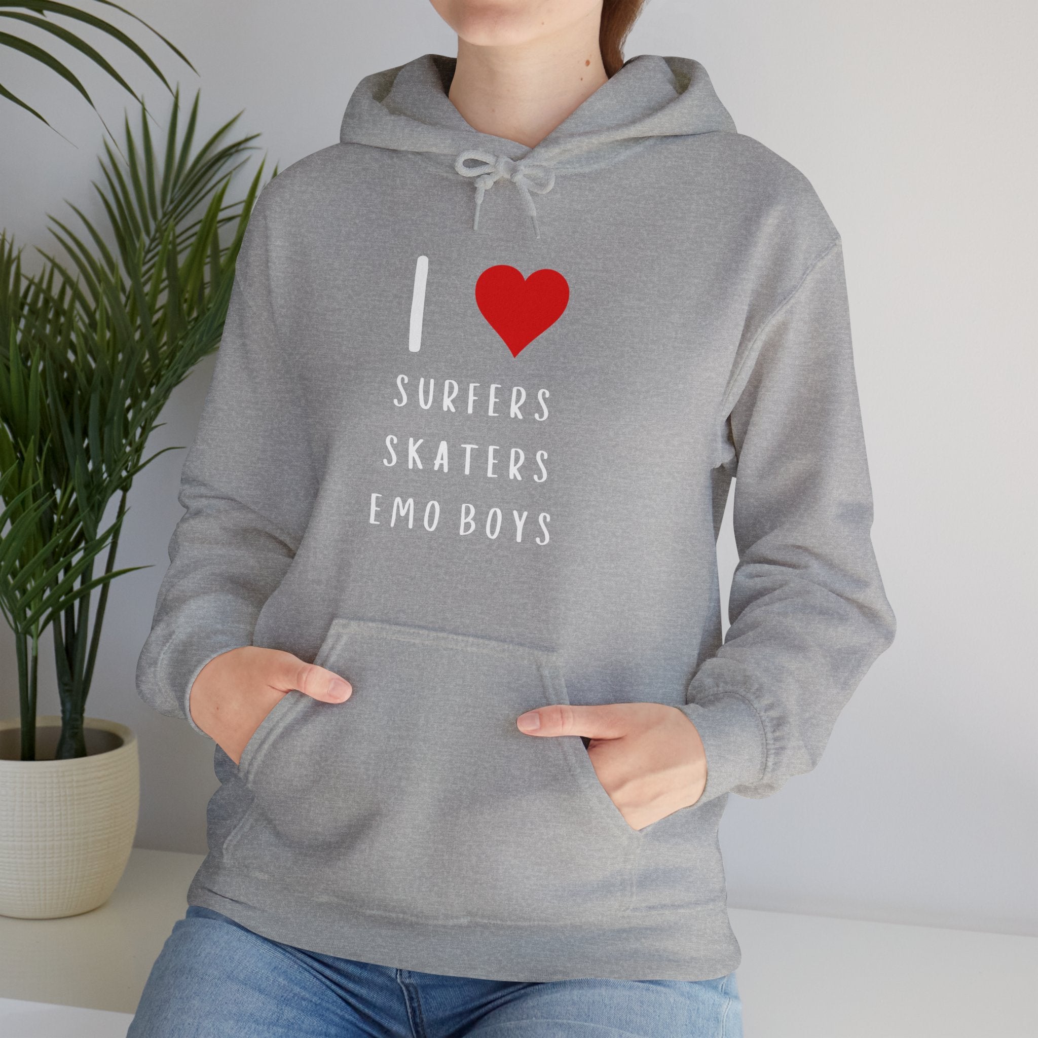 Funny Women's I Love Surfers Skaters Emo Boys Graphic Novelty Hoodie