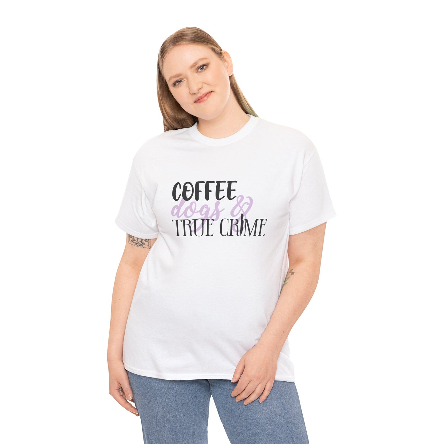 Coffee, Dogs, and True Crime Funny Unisex Graphic Novelty T-Shirt