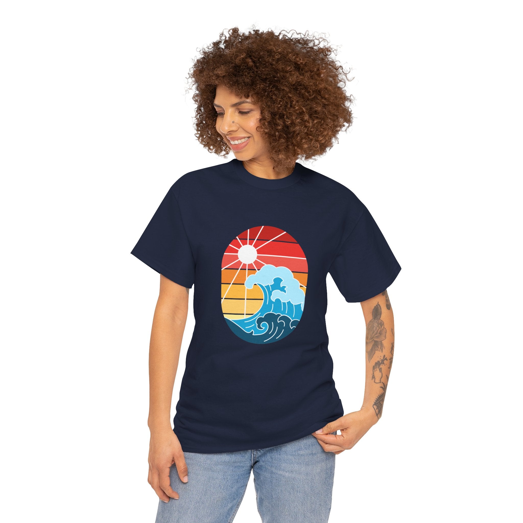 Wave Ocean Sunset Unisex Graphic Novelty Shirt Tee